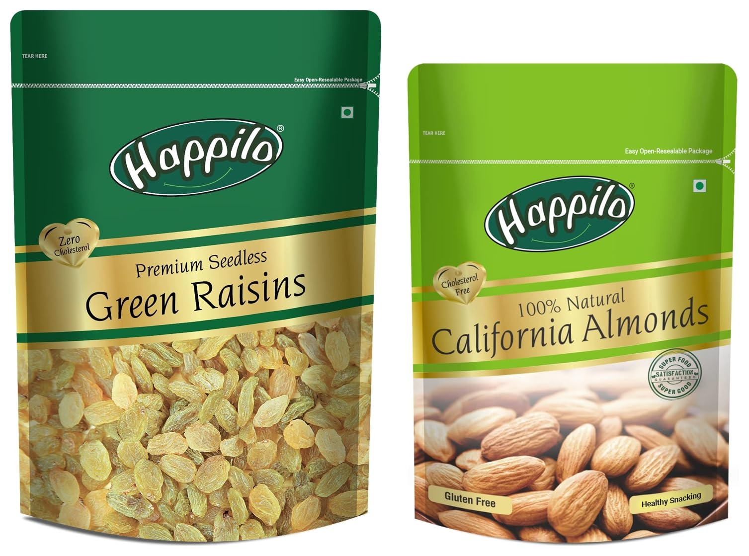 Happilo Premium Seedless Green Raisins, 250 grams & 100% Natural Premium Californian Almonds, 200 grams, Fresh (B099CX1TR2) Amazon Price History, Amazon Price Tracker