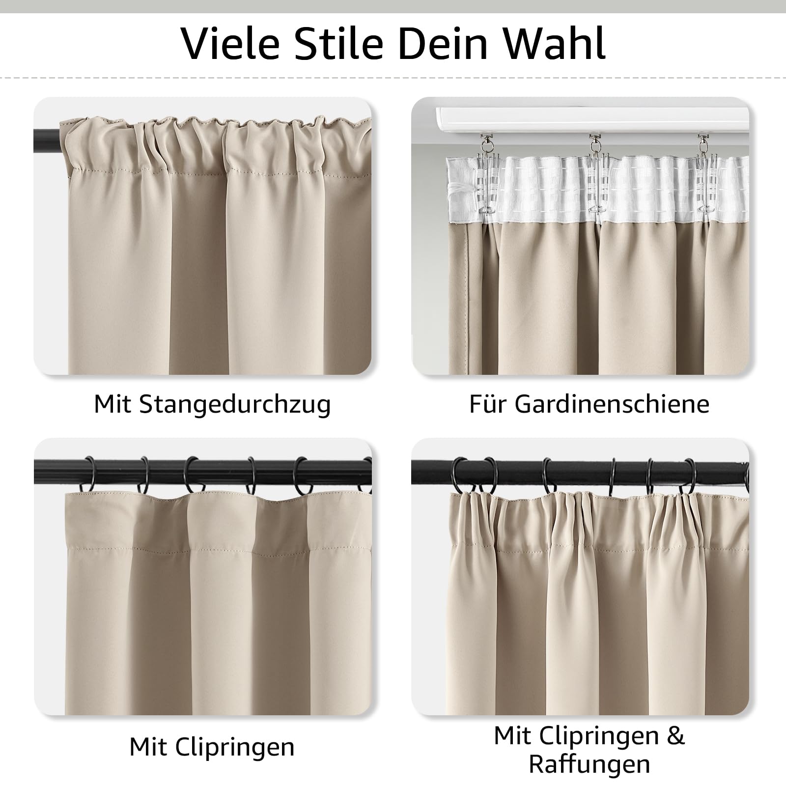 TOPICK Cortinas Opacas 100% 140An x 260Al cm 2 Paneles Beige | Termicas Aislantes Frio y Calor con Cinta Fruncidora Cortinas Salon para Ventanas Dormitorio Cocina Modernas para Habitacion