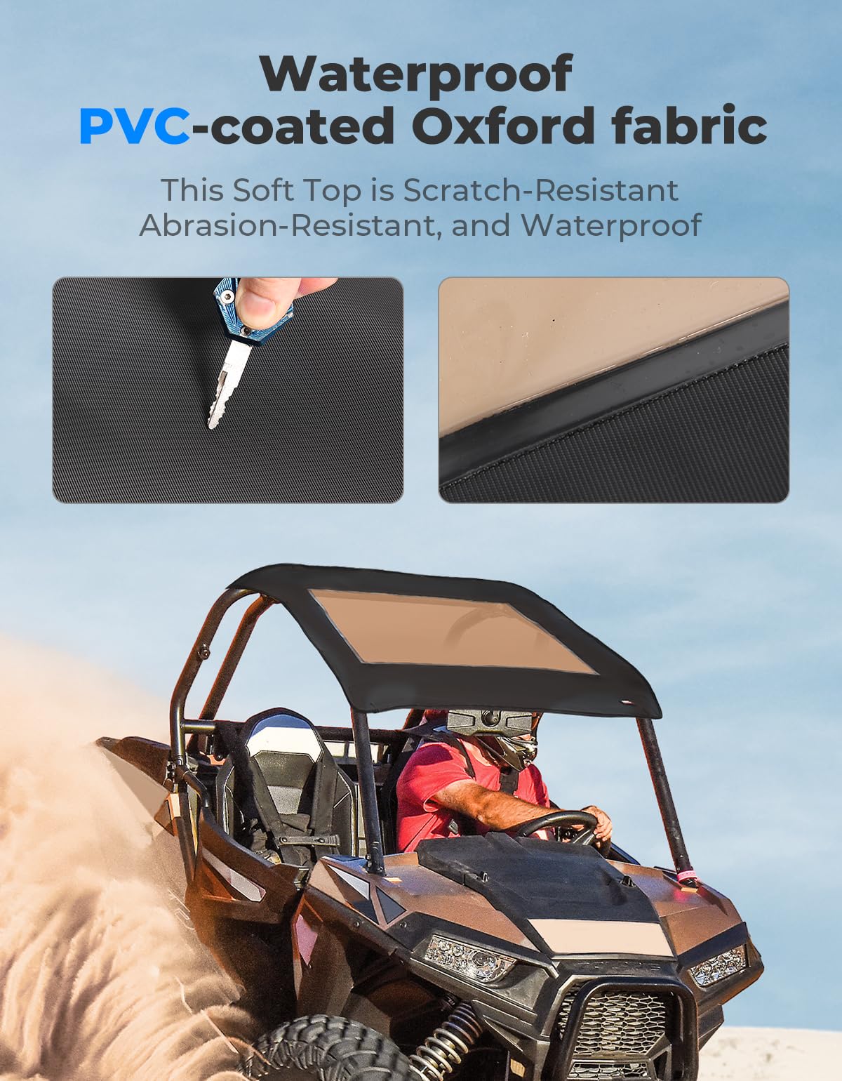 2019 Rzr 1000 Xp Accessories KEMIMOTO Soft Canvas Roof Top, 1680D Oxford Fabric, Waterproof, Compatible With Polaris RZR XP 1000 / Turbo / 900 Up To 2023. Black UTV Sunshade Soft Top