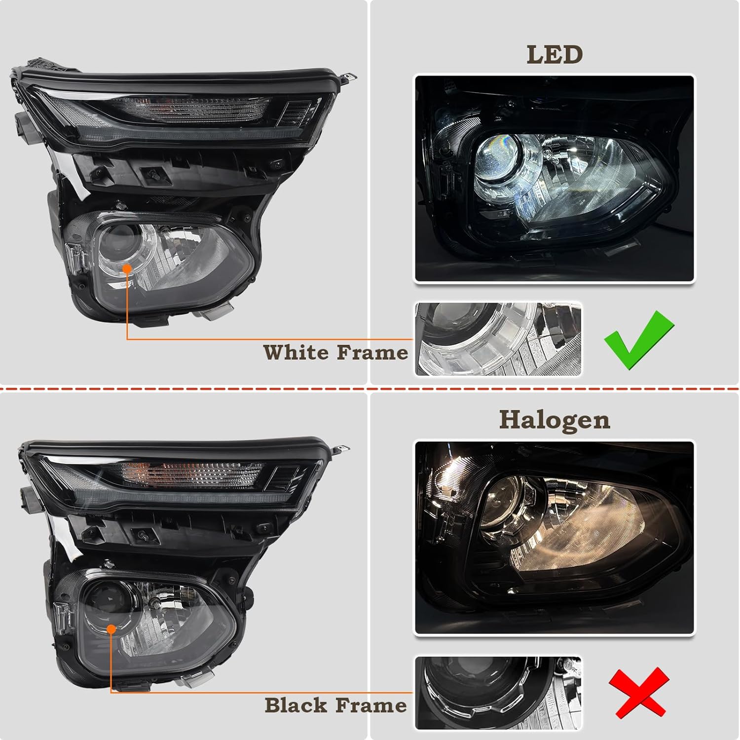 RH LED Type Headlight Fit for 2021 2022 2023 Chevy Trailblazer RS/Activ LED Low Beam W/DRL Projector Headlamp Assembly Right Passenger Side With Bulbs GM2502523 42778367 GM2503522