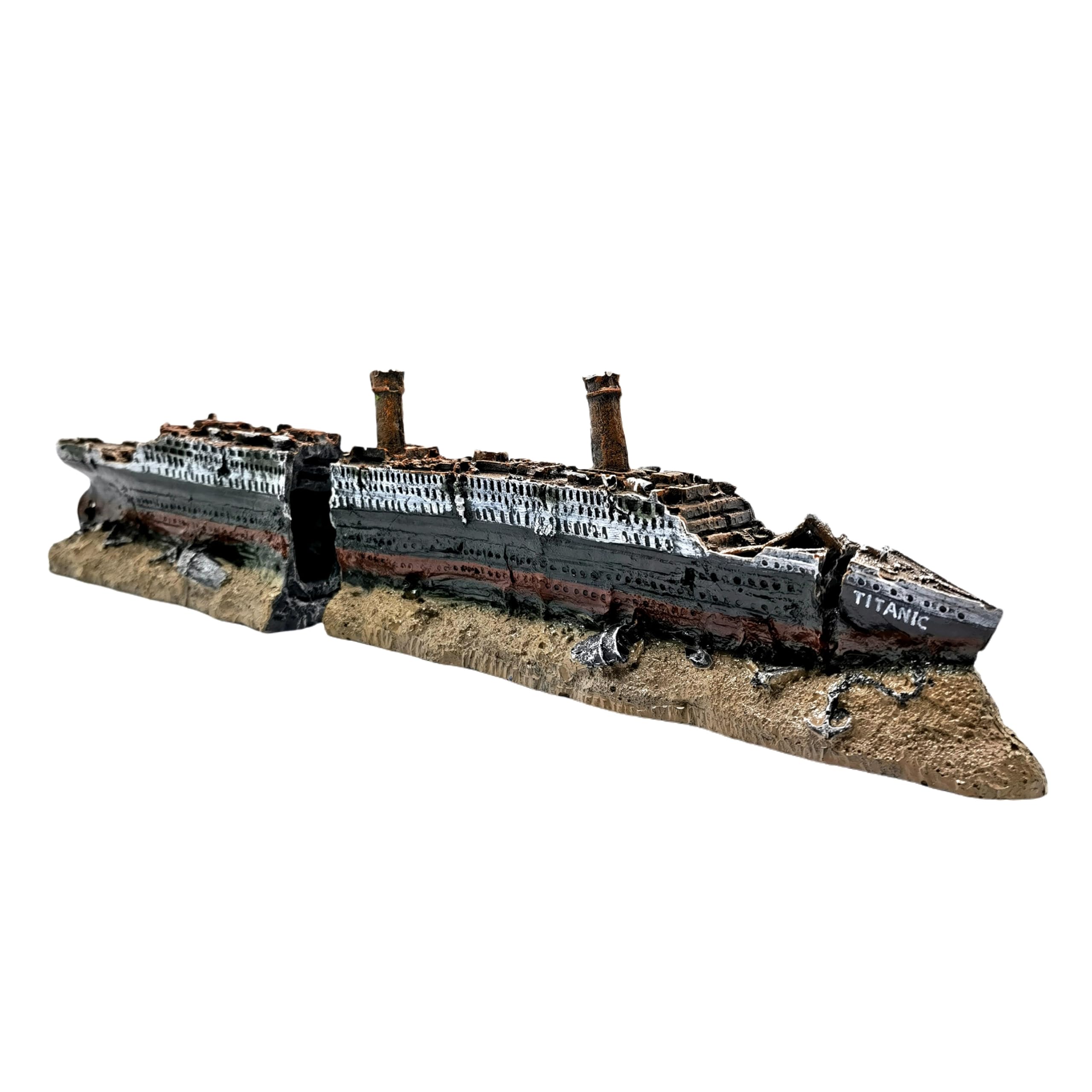 M2cbridge Titanic Shipwreck Antique Roman Column Ruins European Castle Aquarium Decorations Fish Tank Hideout Rocks(Titanic Shipwreck)
