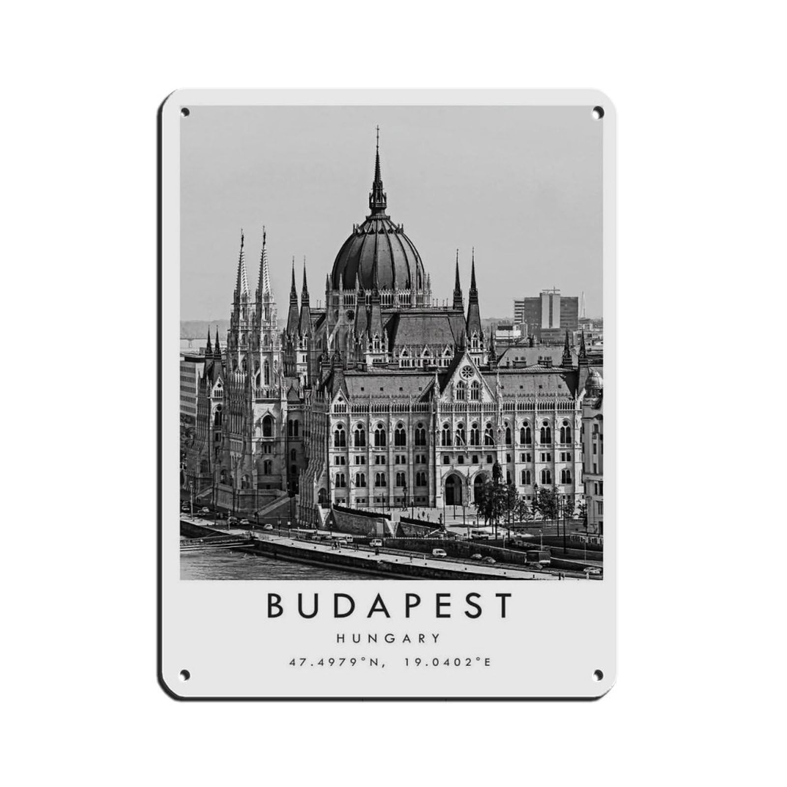 Budapest Travel, Budapest Poster Tin Sign Vintage Metal Pub Club Cafe Bar Home Wall Art Decoration Poster Retro 12x16inch(30x40cm)