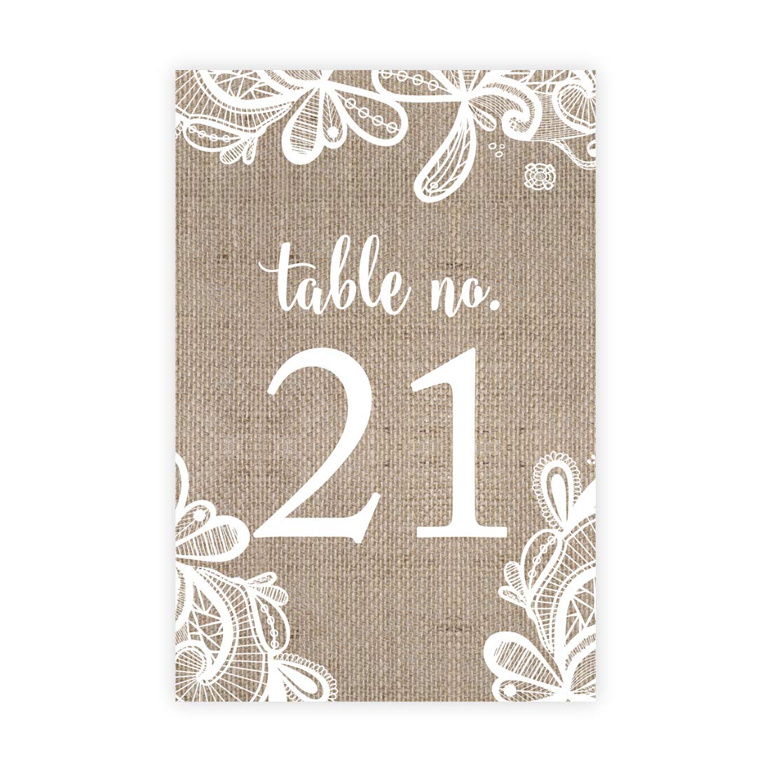 Andaz Press Burlap Lace Wedding Table Numbers 21-40, 4x6-Inches Table Number Cards For Wedding Reception Table Number For Seating Chart For Wedding Reception, Restaurant, Classroom, Boda