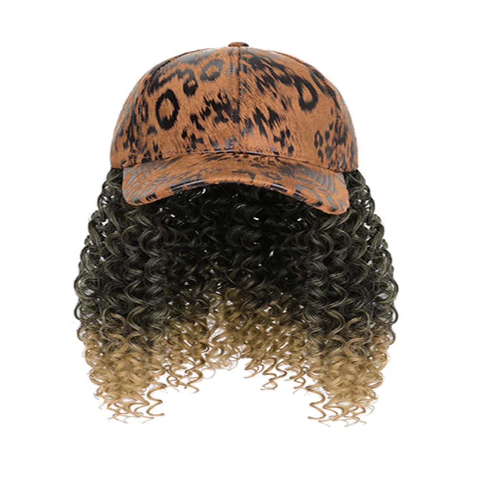WUODHTW Woman Baseball Cap with Hair African Kinky Curly Hairpiece Girl Hair Synthetic Wavy Extensions wig braids