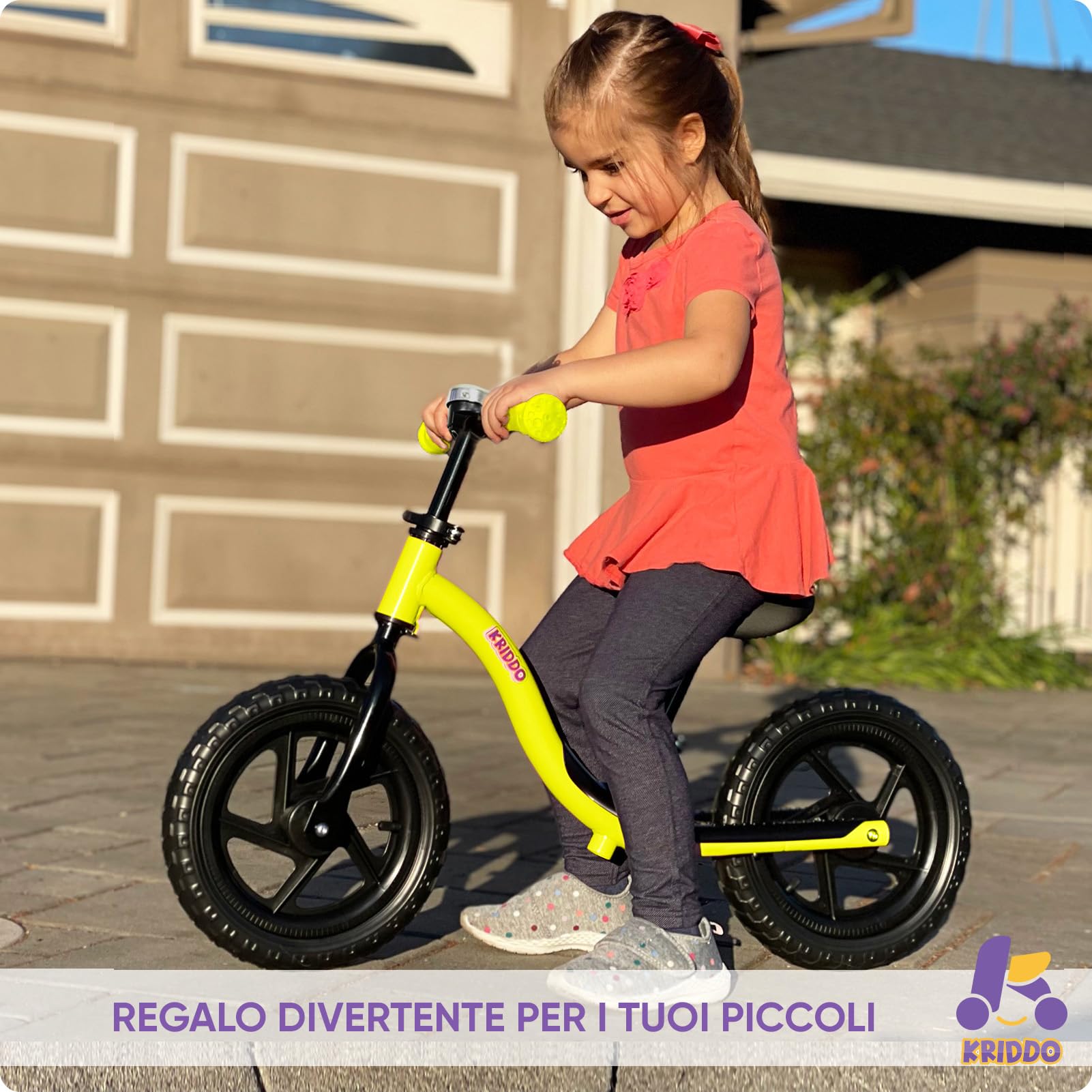 KRIDDO Bicicletta Senza Pedali per Bambini di 2 Anni, Età 24 Mesi a 5 Anni, Bicicletta Interattiva per Apprendimento Precoce con Stabilità, Regalo per Bambini e Bambine di 2-5 Anni