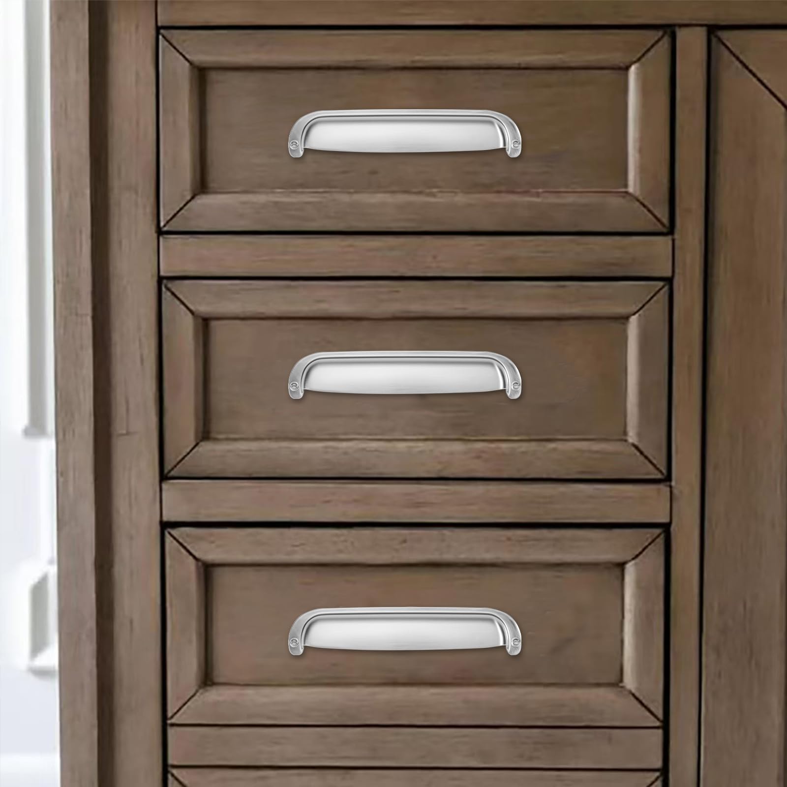 KHTUMEWARE-170354 Brushed Nickel Cabinet Pulls CTC 2-1/2 in (64 mm) 2-Pack in Brushed Nickel — KHTUMEWARE