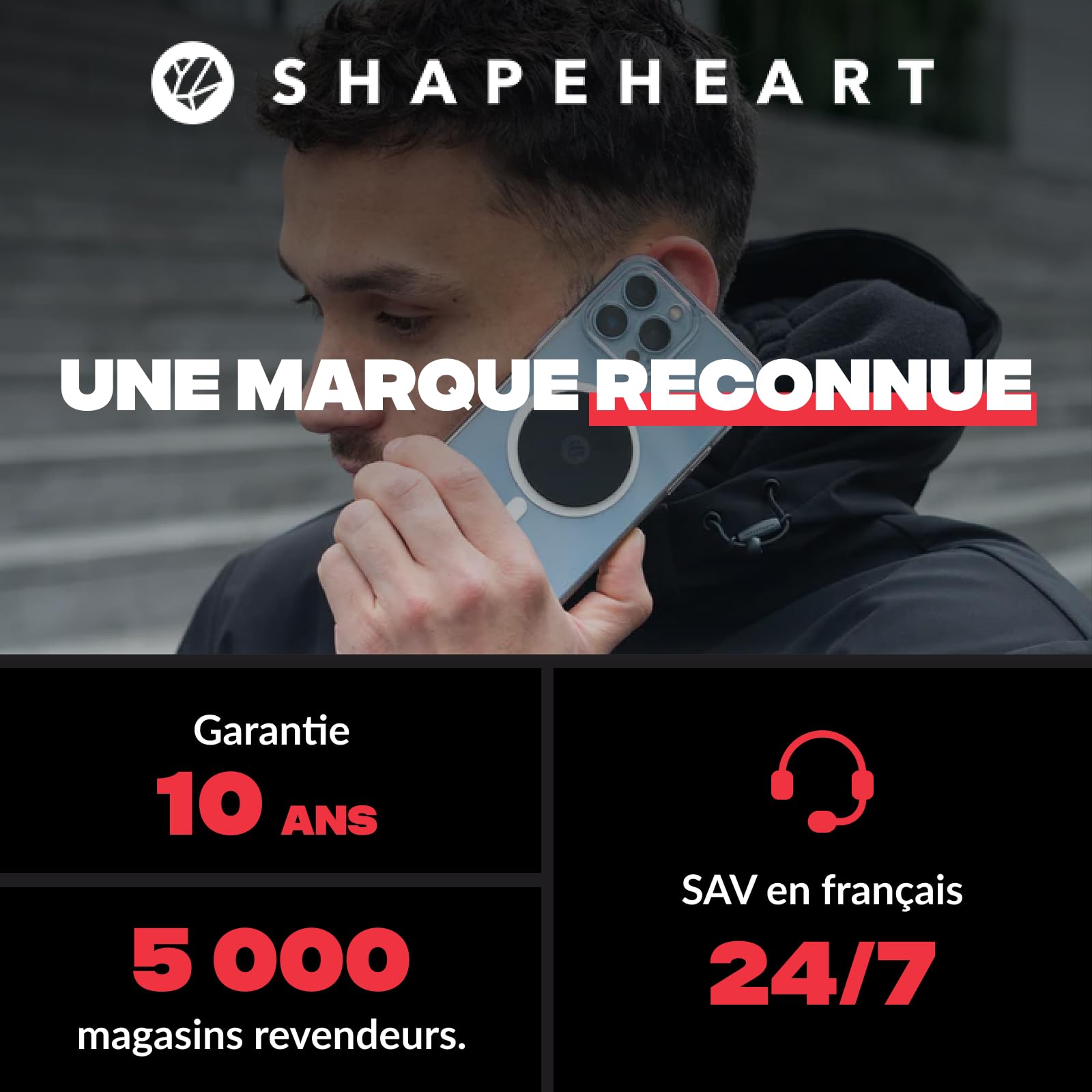Shapeheart Support Téléphone Moto Magnétique - Pose et Retire en Une Main - Fixation Guidon Universelle Moto, Scooter, Trottinette - Plaque Métallique Incluse - Maintien Stable et Amovible