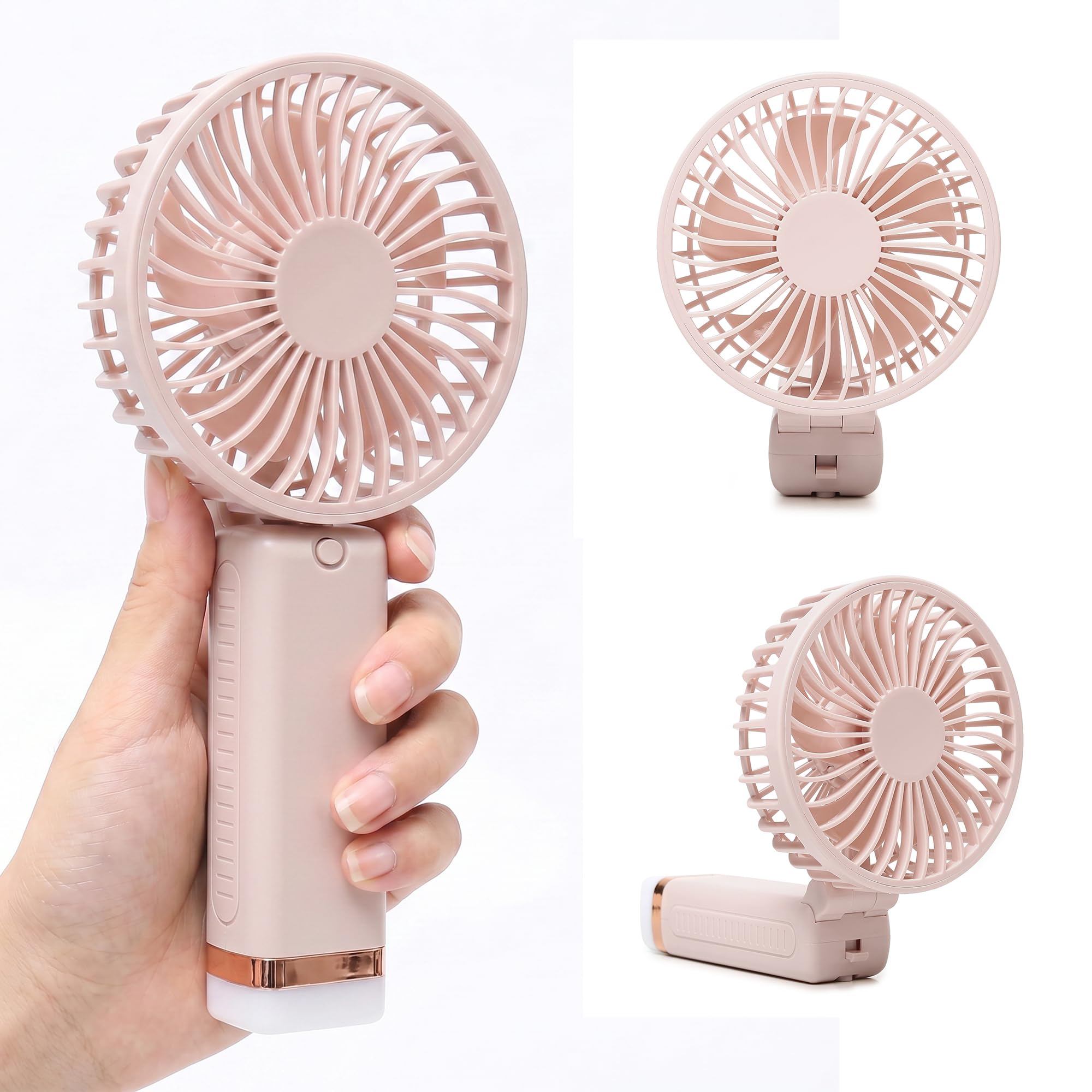 Niwlix Portable Mini Hand Fan Rechargeable 3 Speed Modes, 1200 mAh Battery for Travel, Office & Makeup, Mini Fan, Hand Fan, Small Fan - Pink-image-32