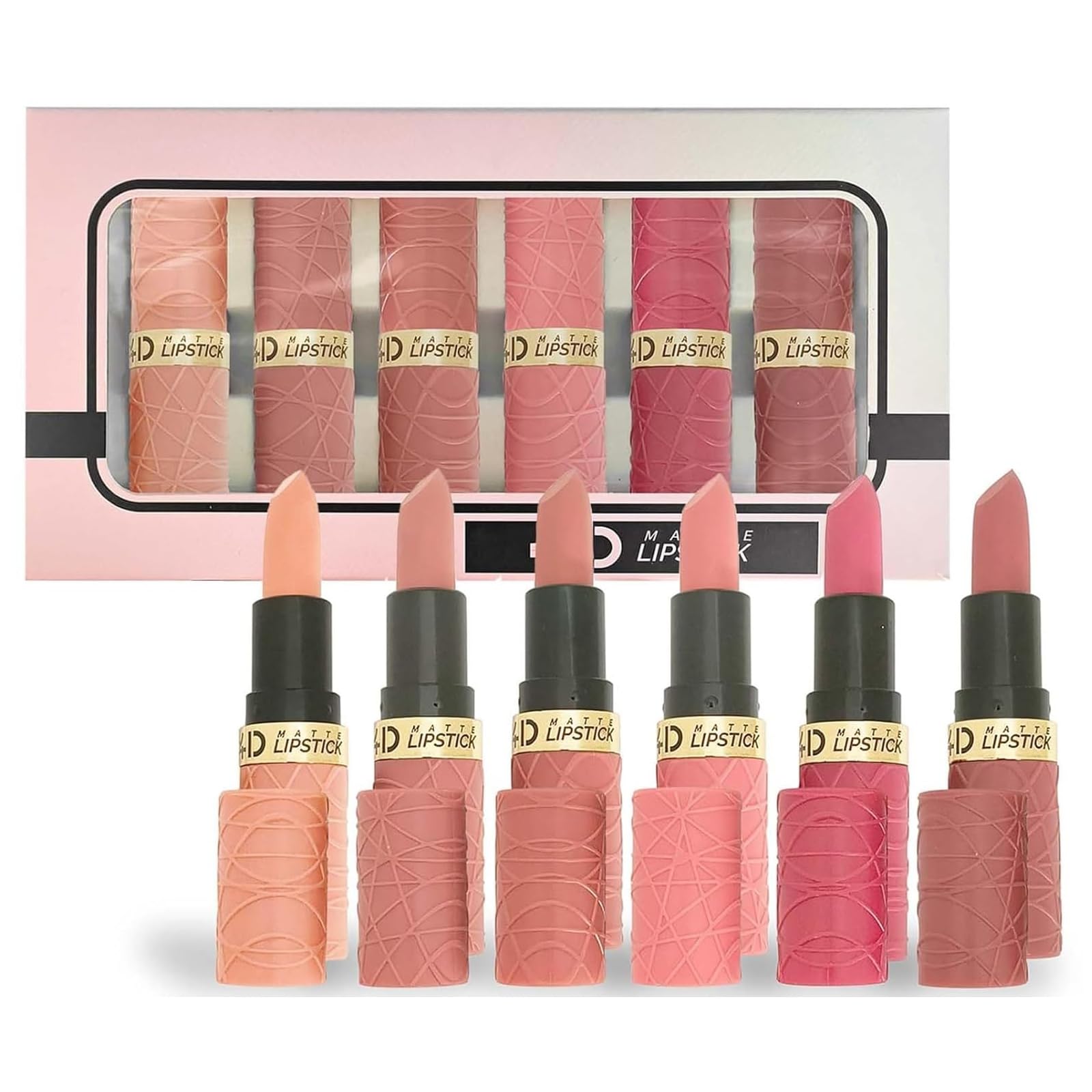 Gireatick 6pcs Matte Lipstick Set, Nude/Pink/Rose Red/Mauve/Brown Matte Lipstick Pack for Women, Silky Velvet Long Lasting Smudge Proof