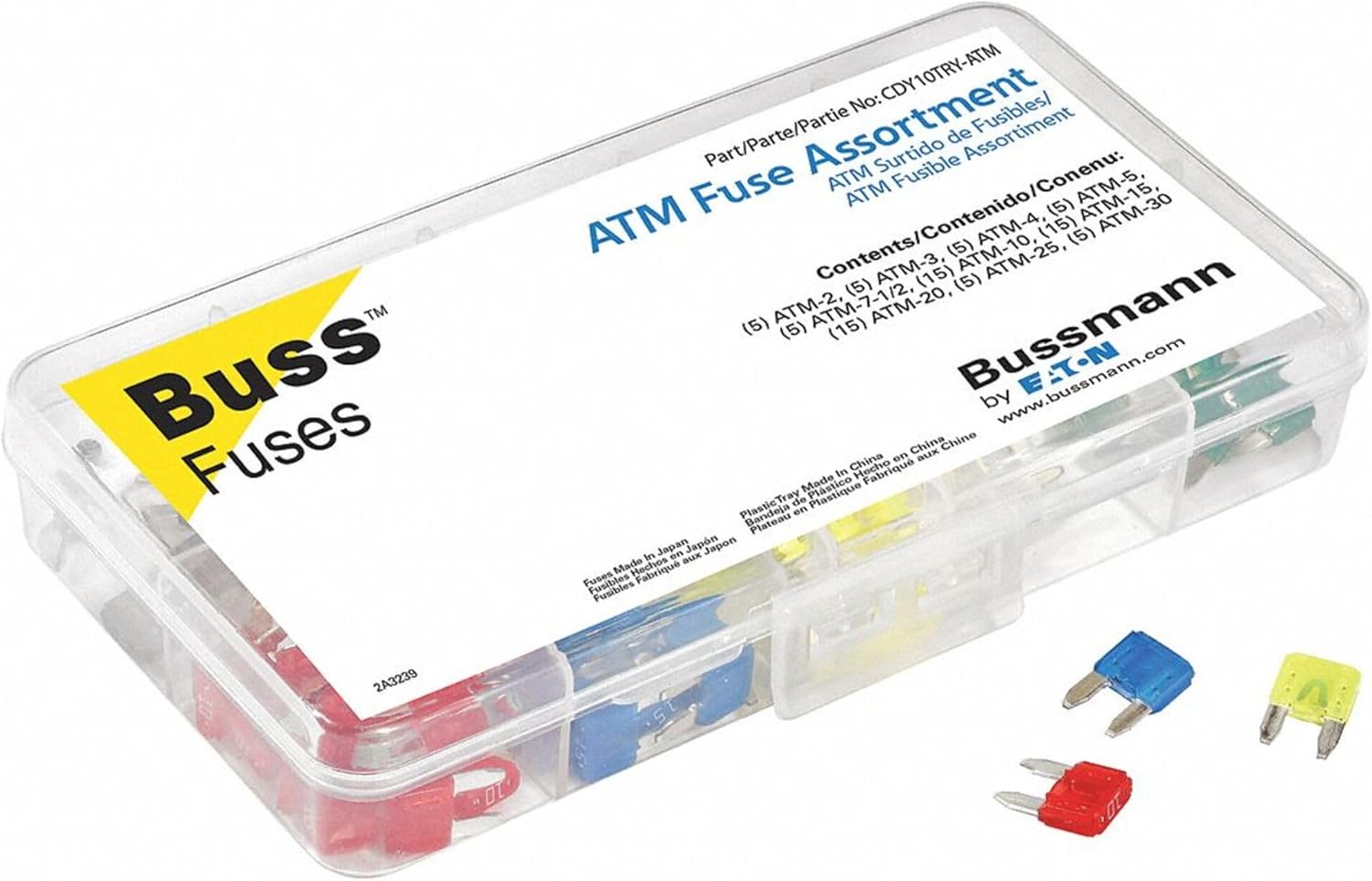 Bussmann CDY10TRY-ATM Automotive ATM Fuse Assortment Tray - 10 Cavity, 80 Fuses, 1 Pack