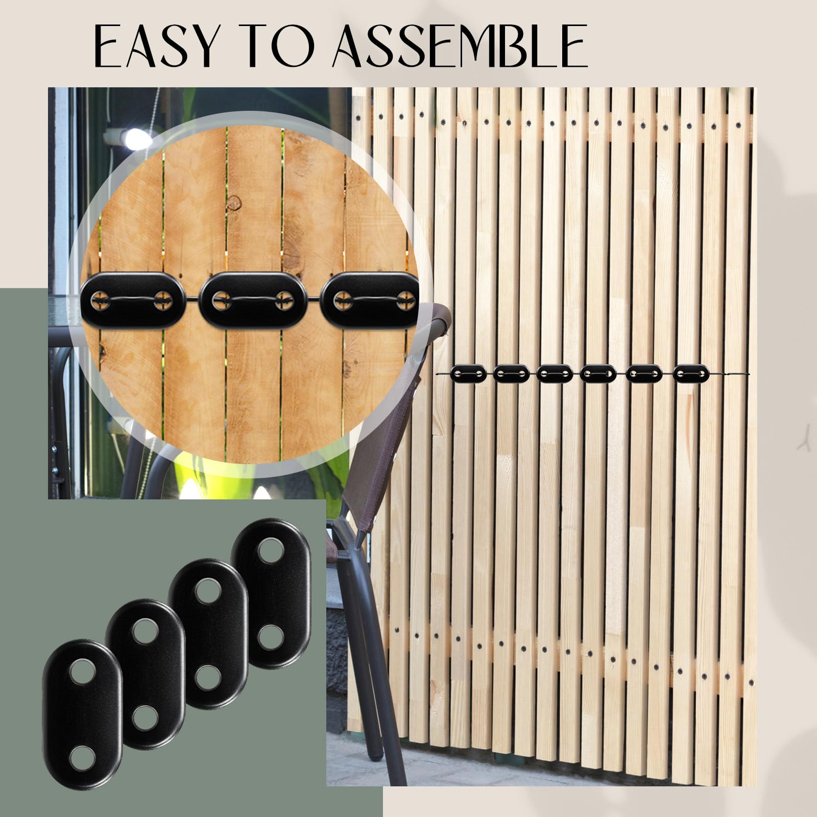 Kit De Fixation Sinmoe 100 Pièces - Attaches Câble & Plaques PVC | Pour Brise-Vue, Clôtures Jardin