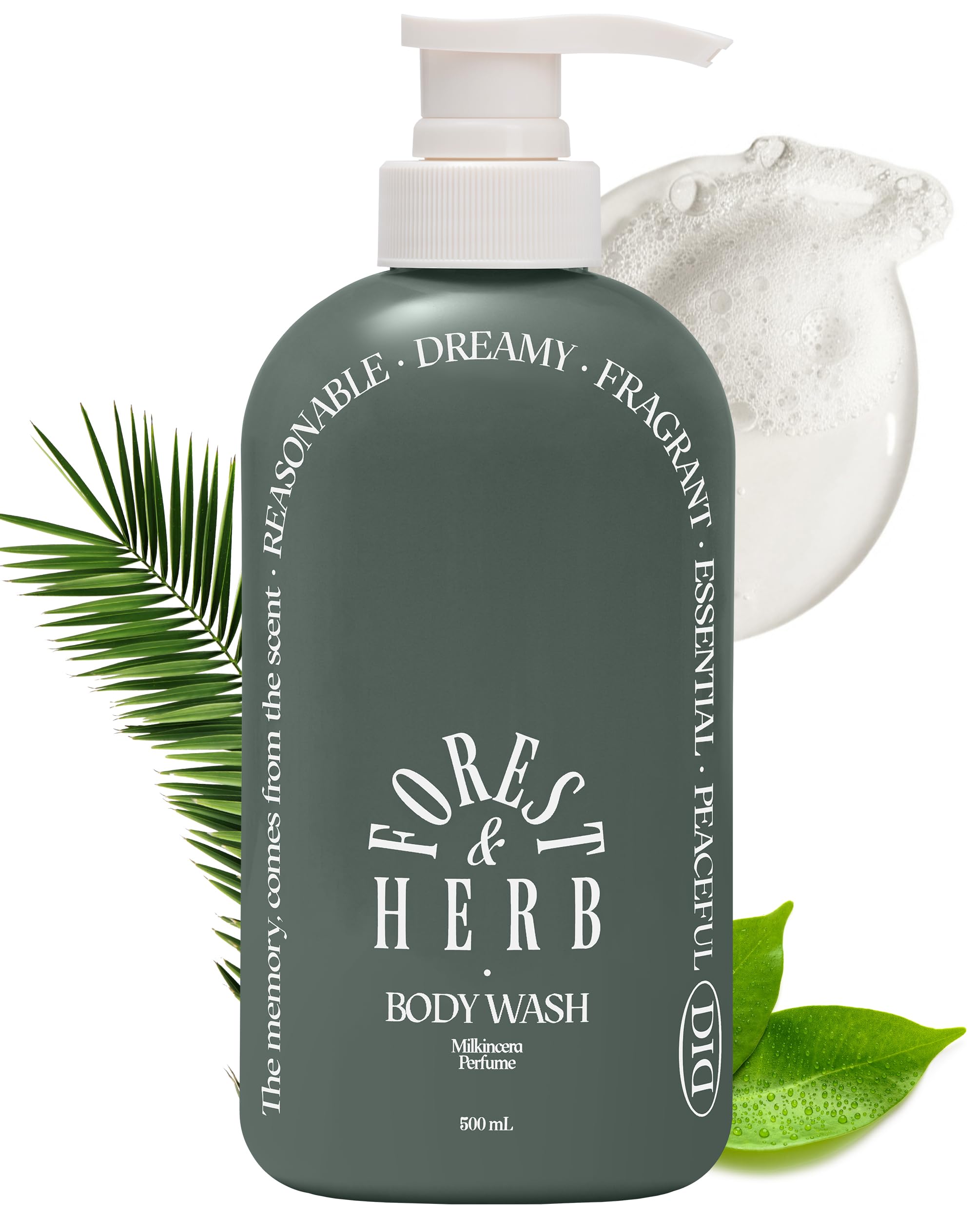 ODID Milk in Cera Perfume Body Wash - Korean Moisturizing Body Cleanser for All Skin Types - Natural Green Herb Scent - with Milk Protein and Ceramide