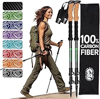 HikerHungerOutfitters 100% Carbon Fiber Trekking Poles - Lightweight Collapsible Hiking Sticks with Cork Grips & Flip Locks