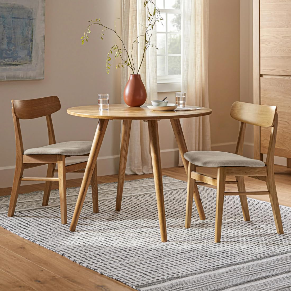 Wooden Expert Solid Sheesham Wood 4 Seater Dining Table Set with 4 Turned Legs | Wooden Dining Table for Dining Room, Living Room, Home & Restaurant | Premium Wooden Furniture