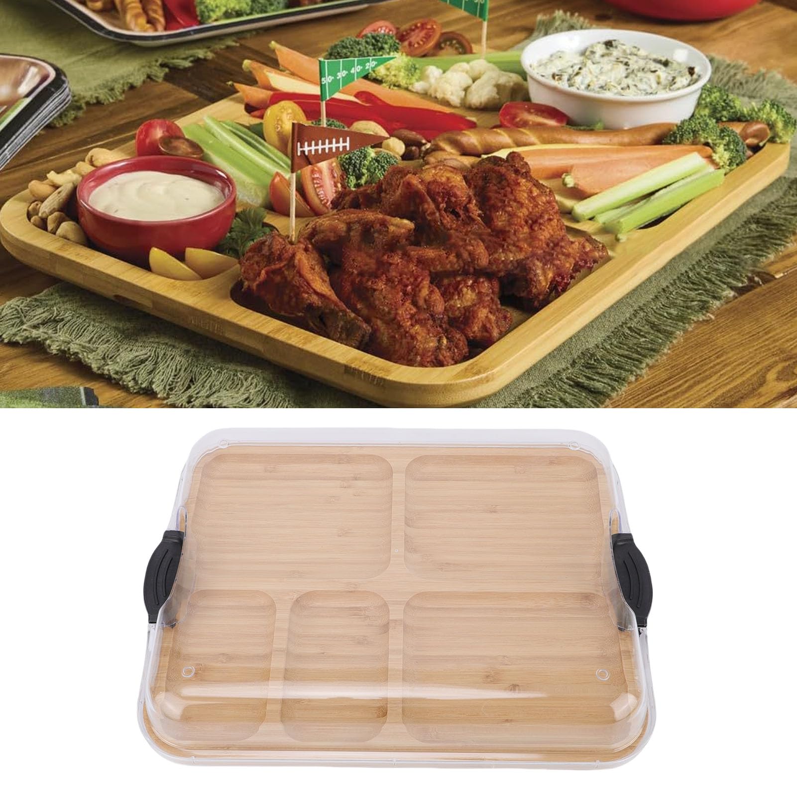 Zunate Tabla de Embutidos de Madera, Elegante Bandeja para Servir con Tapa para Amantes del Queso, 11x14 Pulgadas