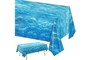 3 Pieces Ocean Waves Tablecloth 54x108 Inch Water Print Plastic Table Cover for Parties