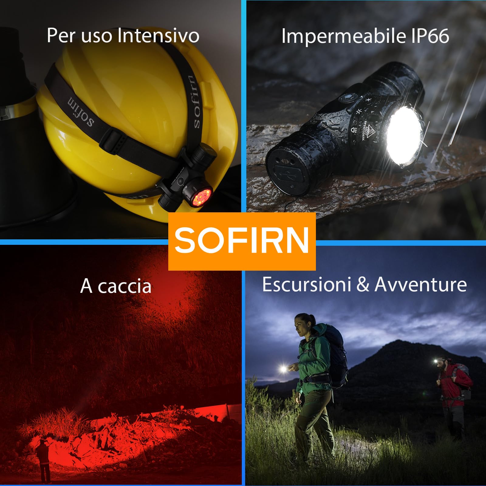 Sofirn HS21 Led Lampada Frontale 2200 Lumen Potente Lampada Torcia Ricaricabile con 6 Modalità, Faro Regolabile con Luce Rossa Bianca per Escursionismo Running Camping