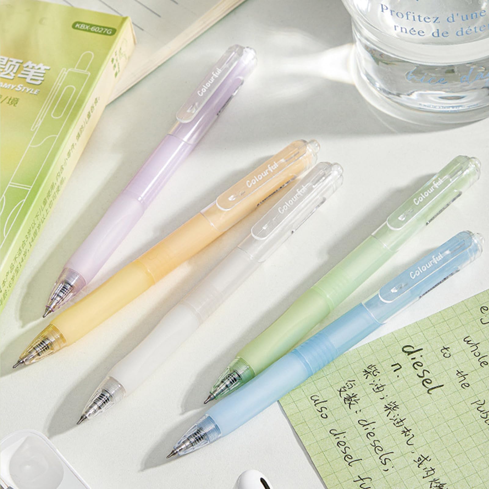 5 Pcs Cute Gel Pens Retractable Pens 0 5mm Black Ink Writing Pen Office School Supplies Aesthetic Pastel — view 3