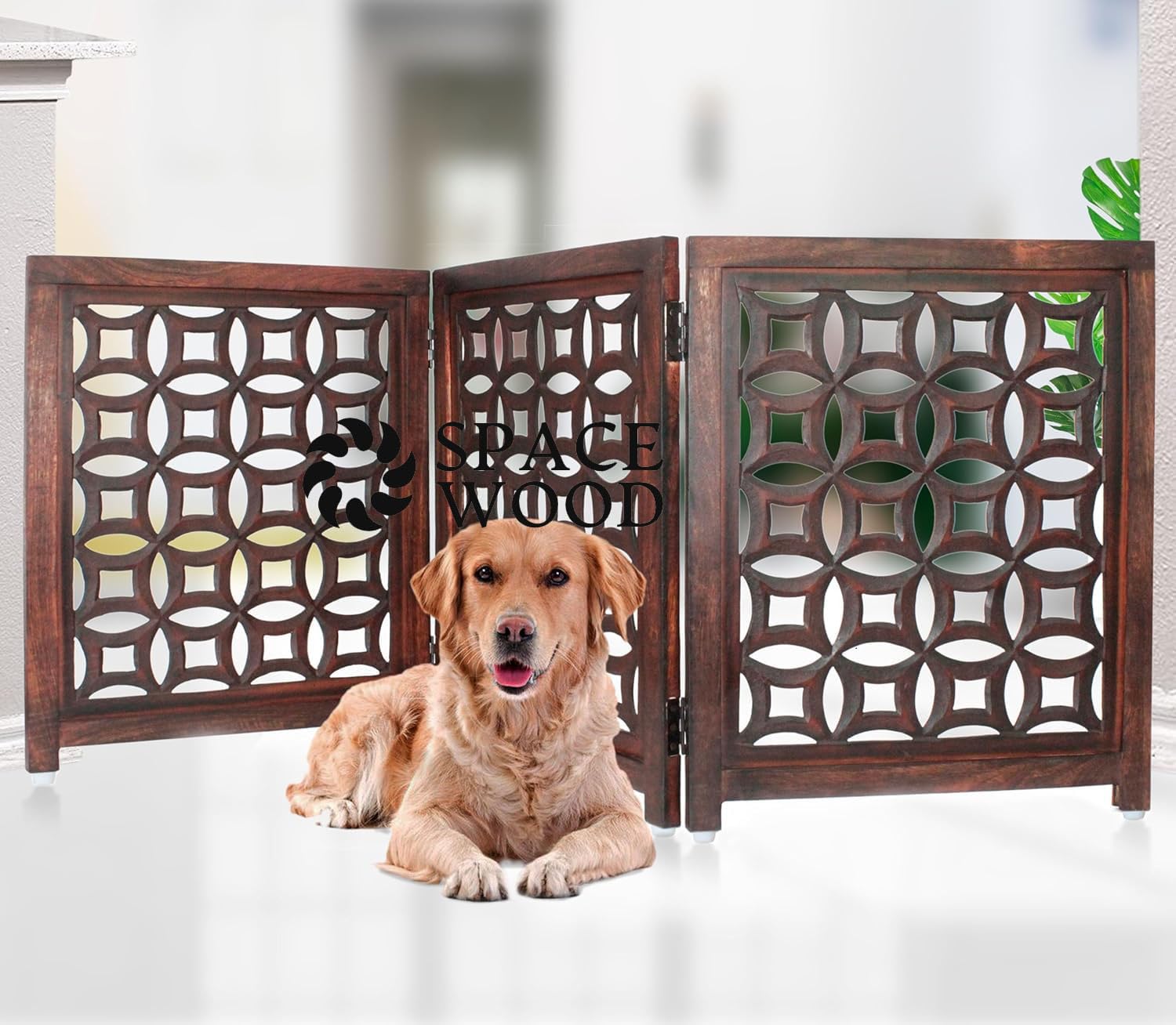 Foldable Partition Screen Room Divider, Floor Standing 3-Panel Small Space Seperate Privacy Panels With Removable Base, For Bedroom Lounge Teahouse - View #2