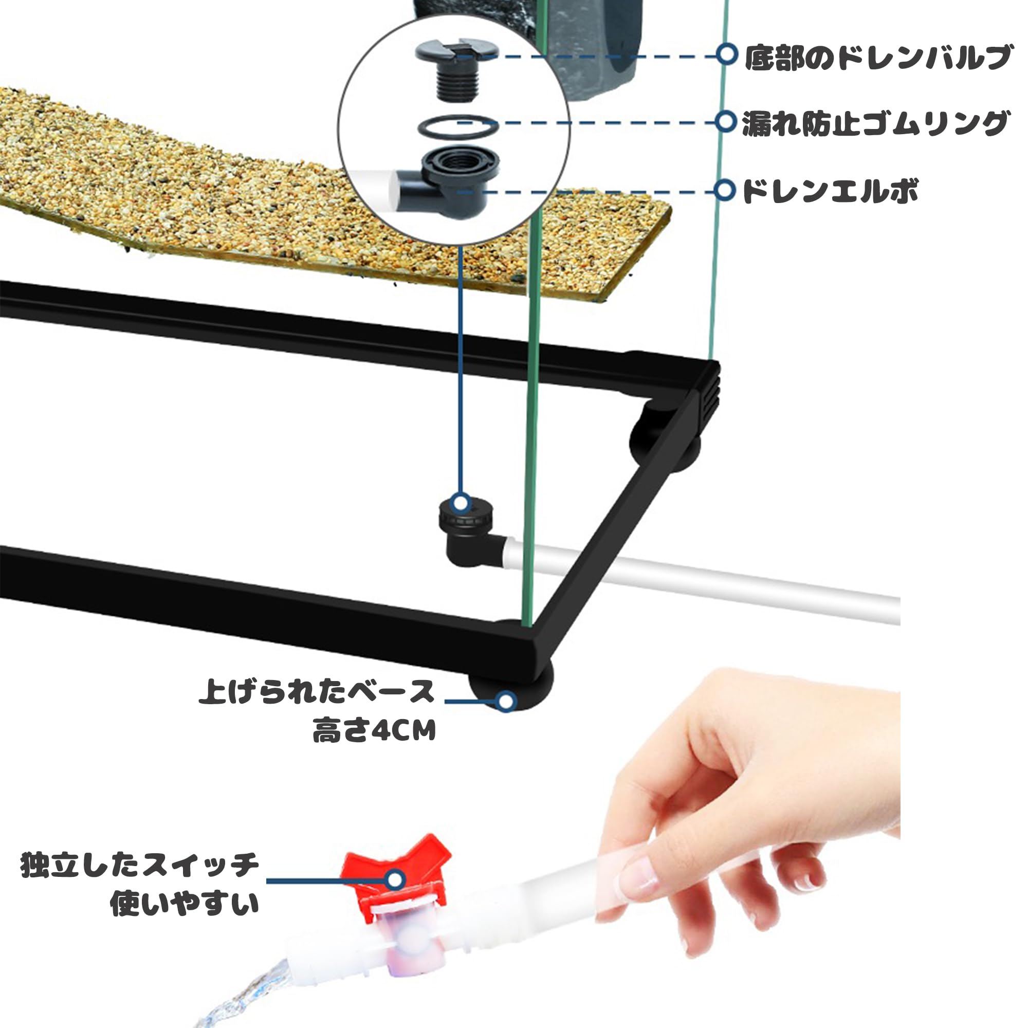 Amazon | 水亀水槽飼育ケース 上部フィルタータンク付き カメ水槽 底部 