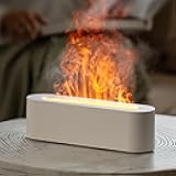 Essential Oil Diffuser, Fireplace Fire Flame Aromatherapy Diffuser, 150ml Ultrasonic Cool Mist Humidifier, Scent Aroma Diffuser with 7 Colors Light, Timer & Auto-Off for Home, Room (White)