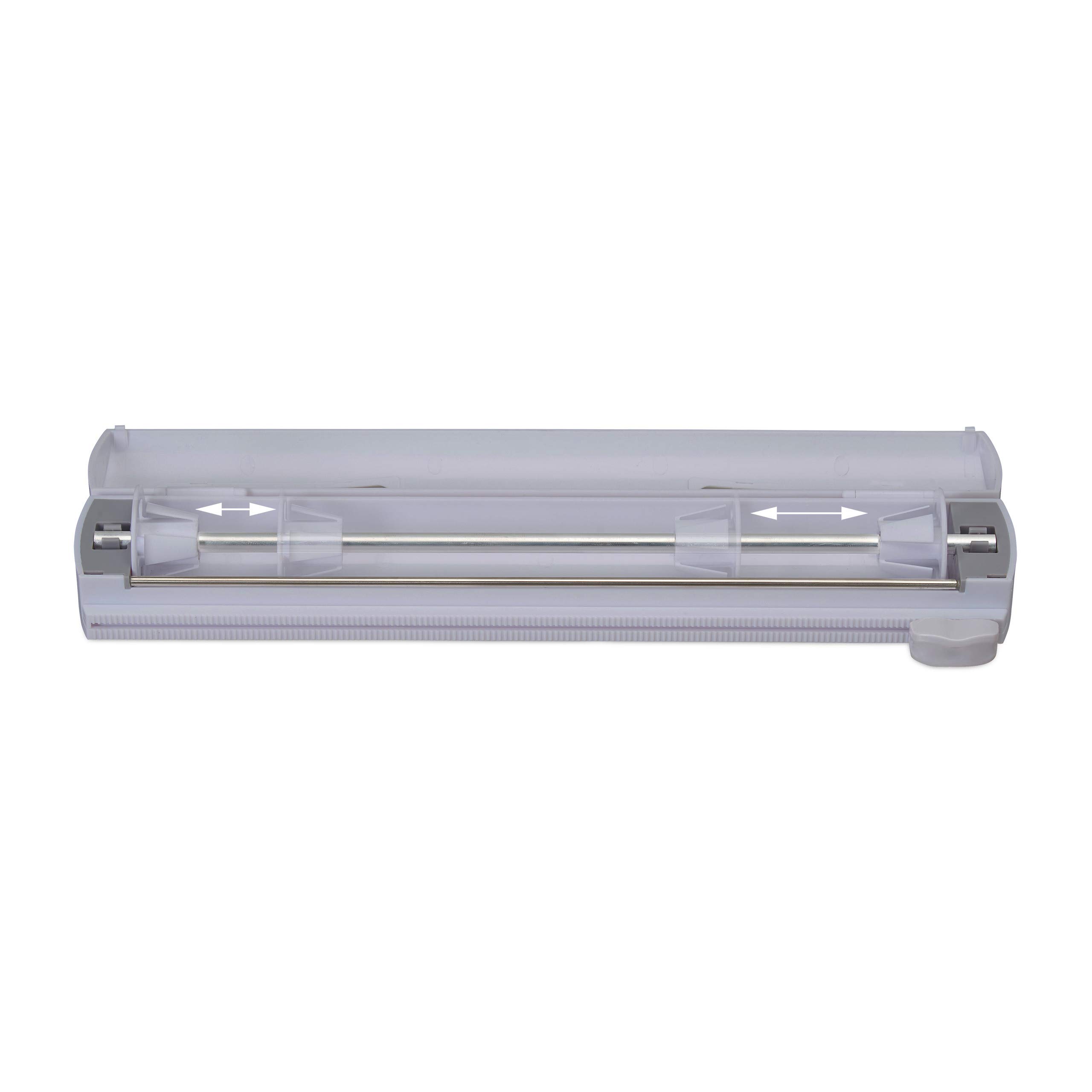 Relaxdays Distributeur film alimentaire, lot de 2, pour papier aluminium et cellophane, fenêtre de visualisation, gris