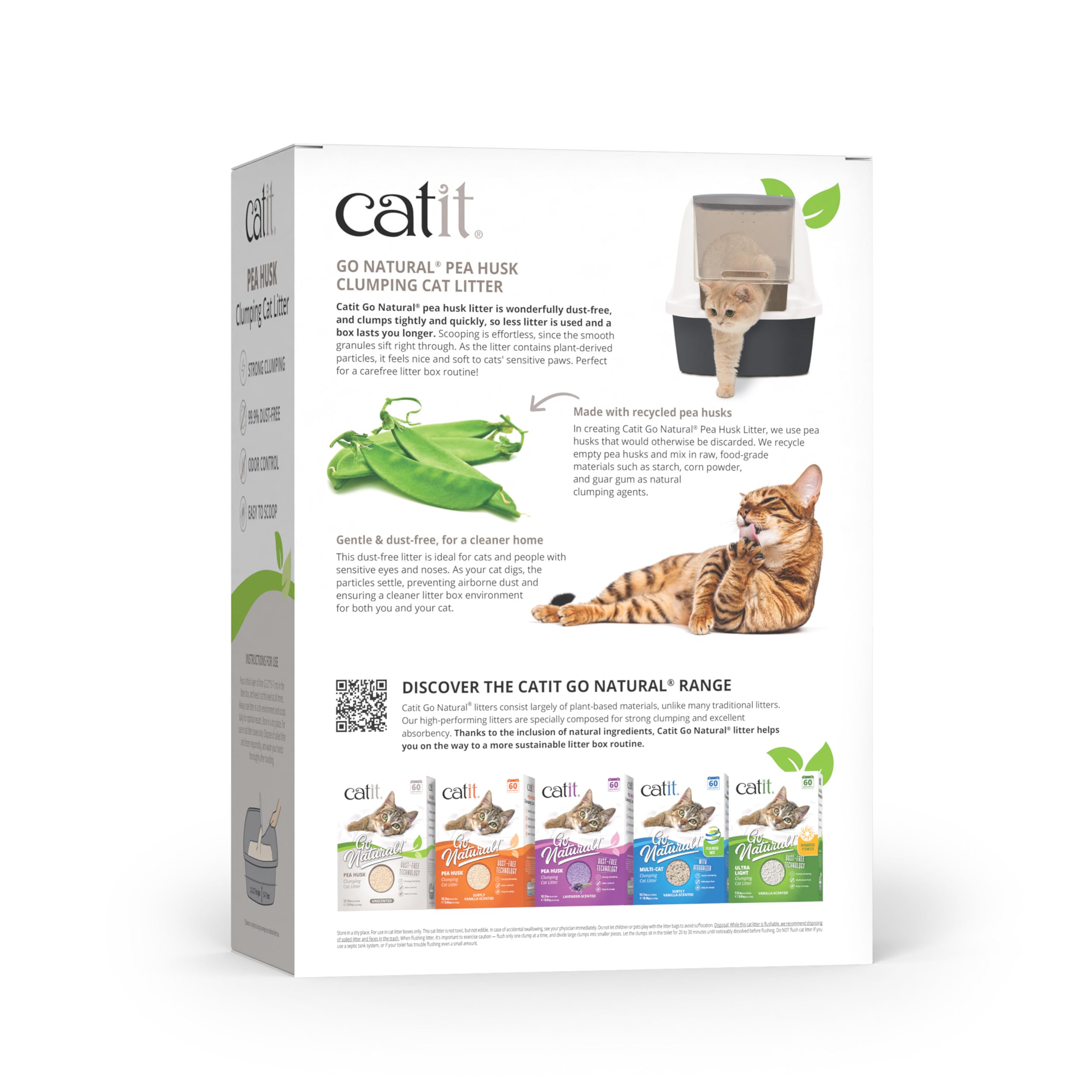 Catit Go Natural Lot de 2 Sacs de litière agglomérante pour Chat en cosses de Pois Naturel 2 x 2,8 kg (5,6 kg)