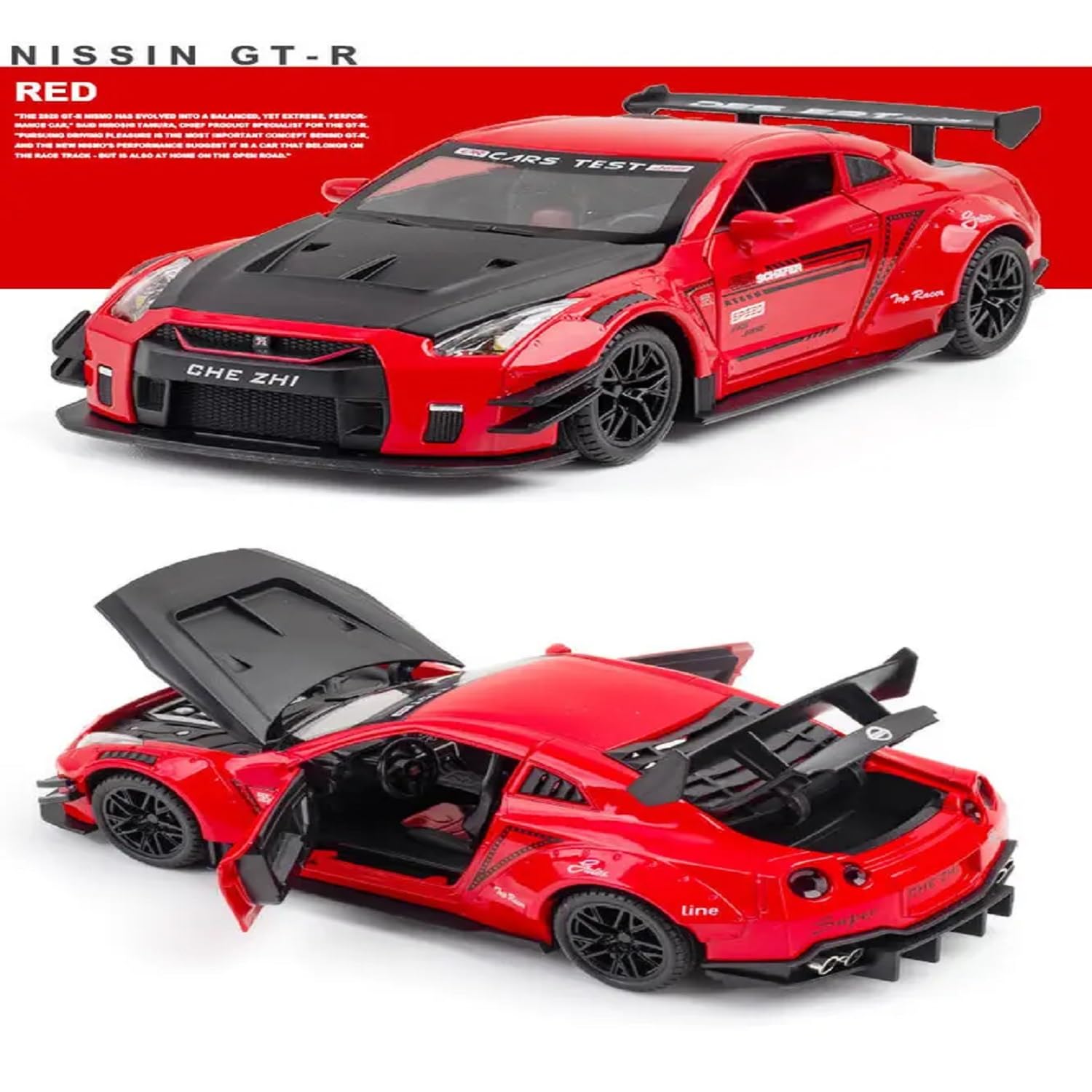 1:24 for Nissan GTR R35 Sports Car Alloy Model Car Kids Toys Car Diecasts & Toy Vehicles Toy Cars Strong Pull-Back Sound 4