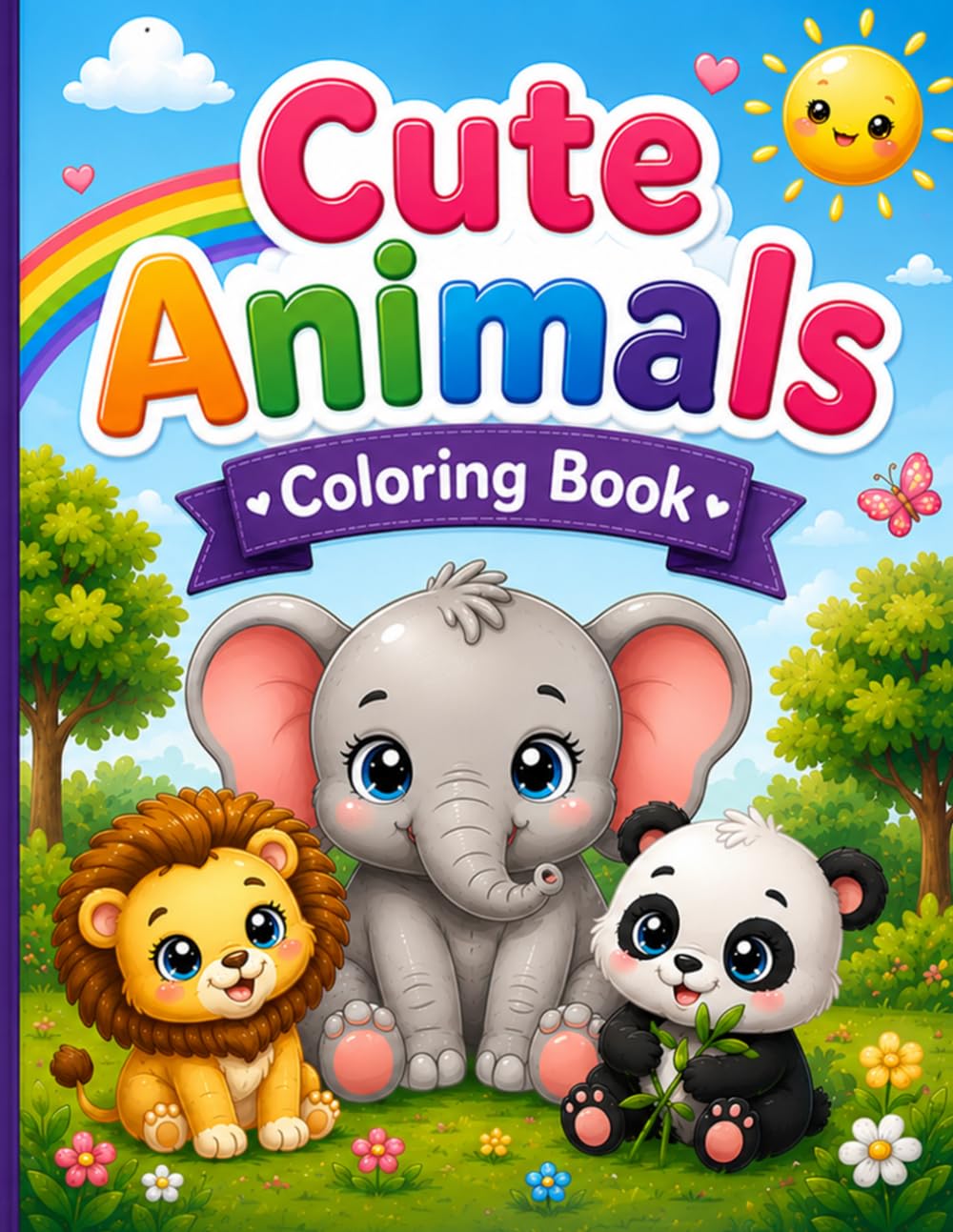 Cute Animals Coloring Book for Kids Ages 4-8: Bold and Easy Baby Animals with Fun, Silly, and Adorable Designs for Toddlers, Preschoolers, and Beginners