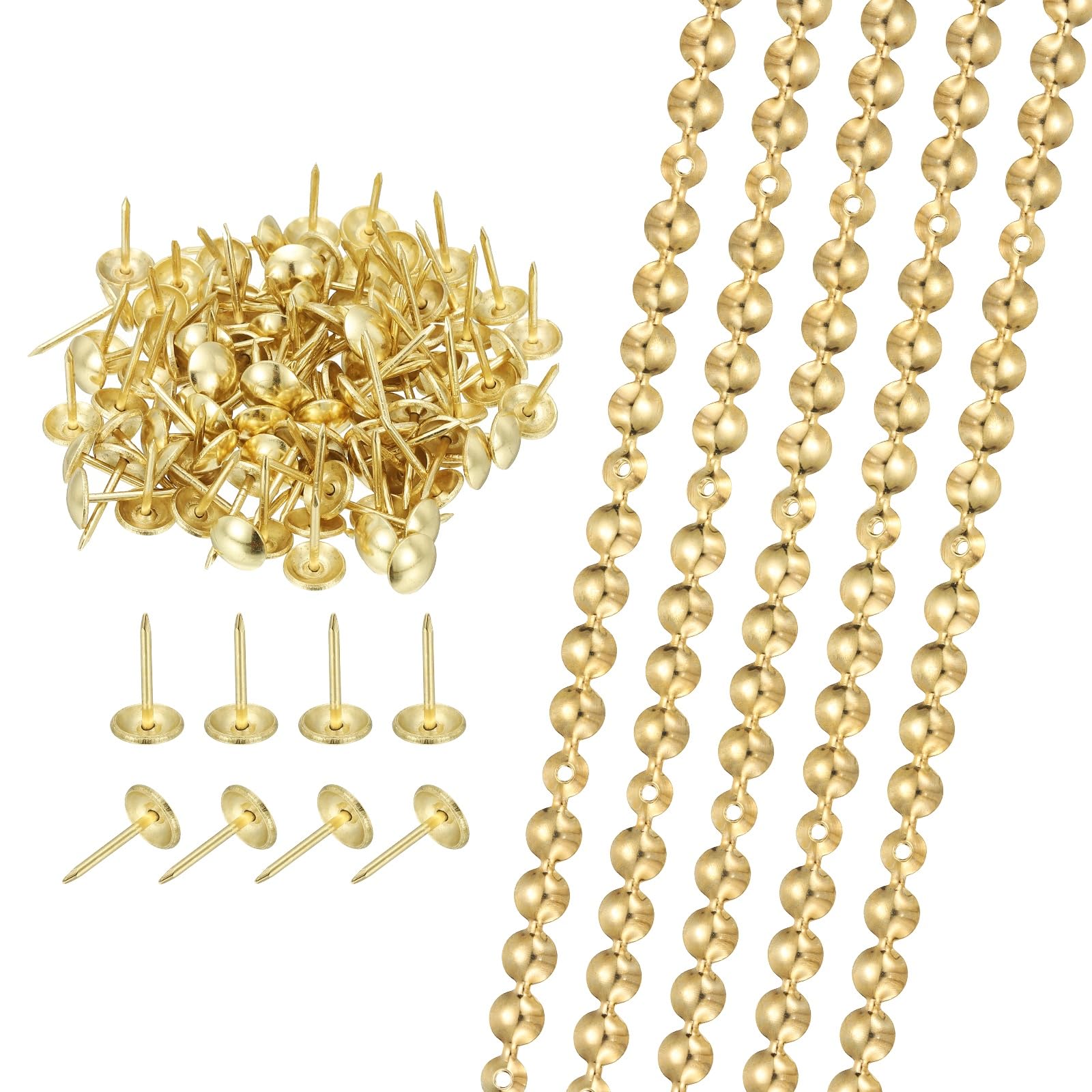 QUARKZMAN 5 Tiras De Tachuelas Para Tapicería, 3.28 Pies De Tachuelas Decorativas Para Sofá Cabecero Muebles DIY Con Clavos De Tapicería (9.5mm Dorado)