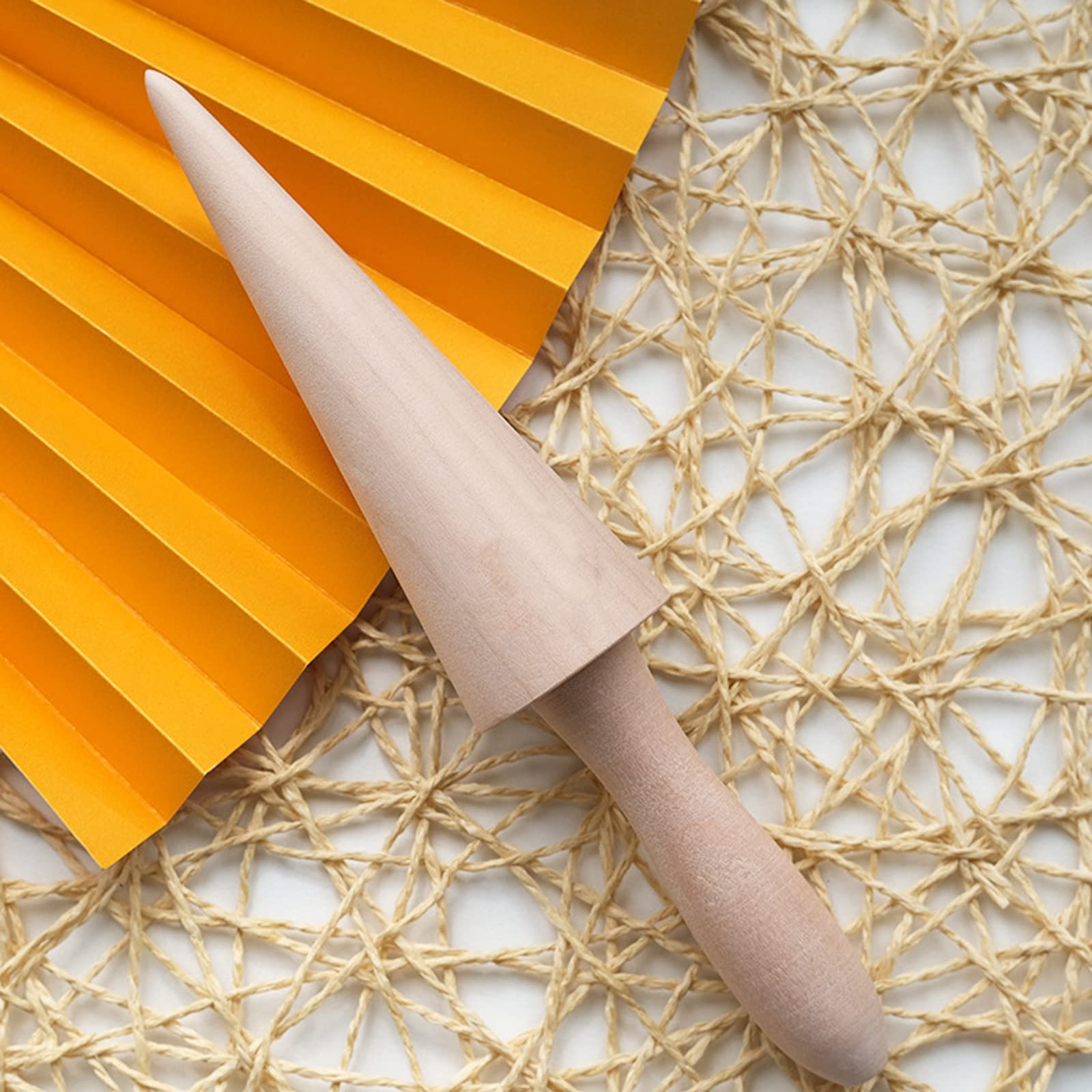 Moule à Cône Bois 2 Pièces - Pour Cornets Gaufrés Maison, Crème Glacée, 23.2cm