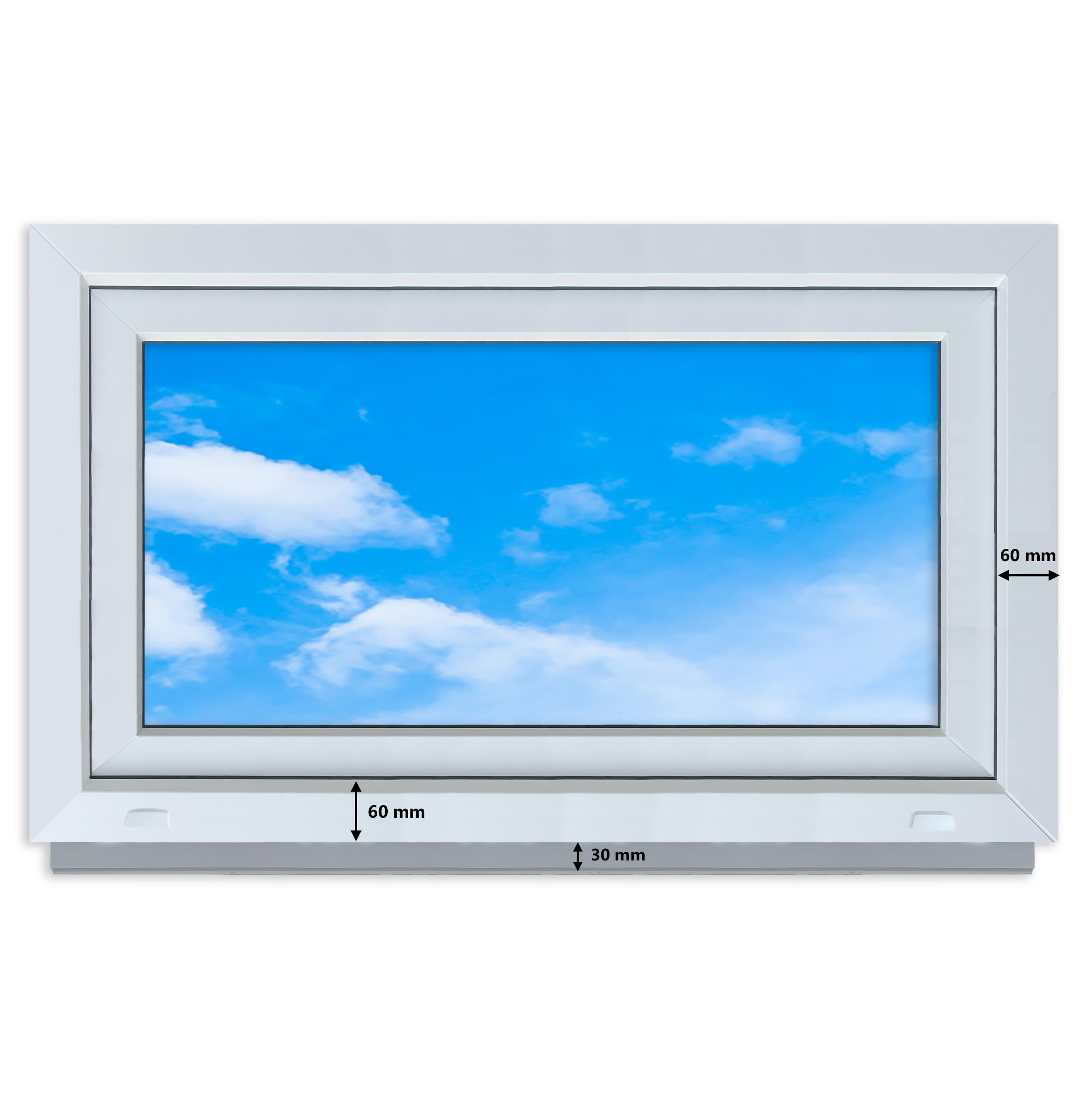 LORAC | Finestra in PVC bianca, 1000x600 mm, finestra standard con vetro doppio, a risparmio energetico, finestra per cantina con certificazione CE, ideale per ambienti domestici e cantine