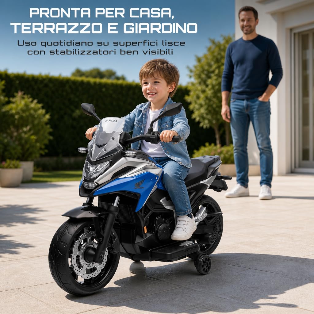 Honda NC750X 12V Moto Elettrica Bambini 3-6 Anni con Licenza Ufficiale, Fari LED, MP3 USB