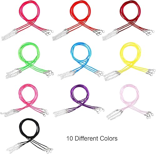 Miniatura 6 de Outus 60 piezas de cordón de seda satinada de 0.079 in de 20 pulgadas con cadena de extensión de 2 pulgadas y cierre de langosta, multicolor