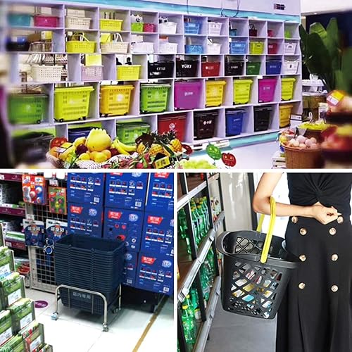 Miniatura 2 de Balacoo Cesta de plástico para comestibles con asas, apilable, plegable, cesta de compras, contenedor organizador para cocina, baño, comestibles,