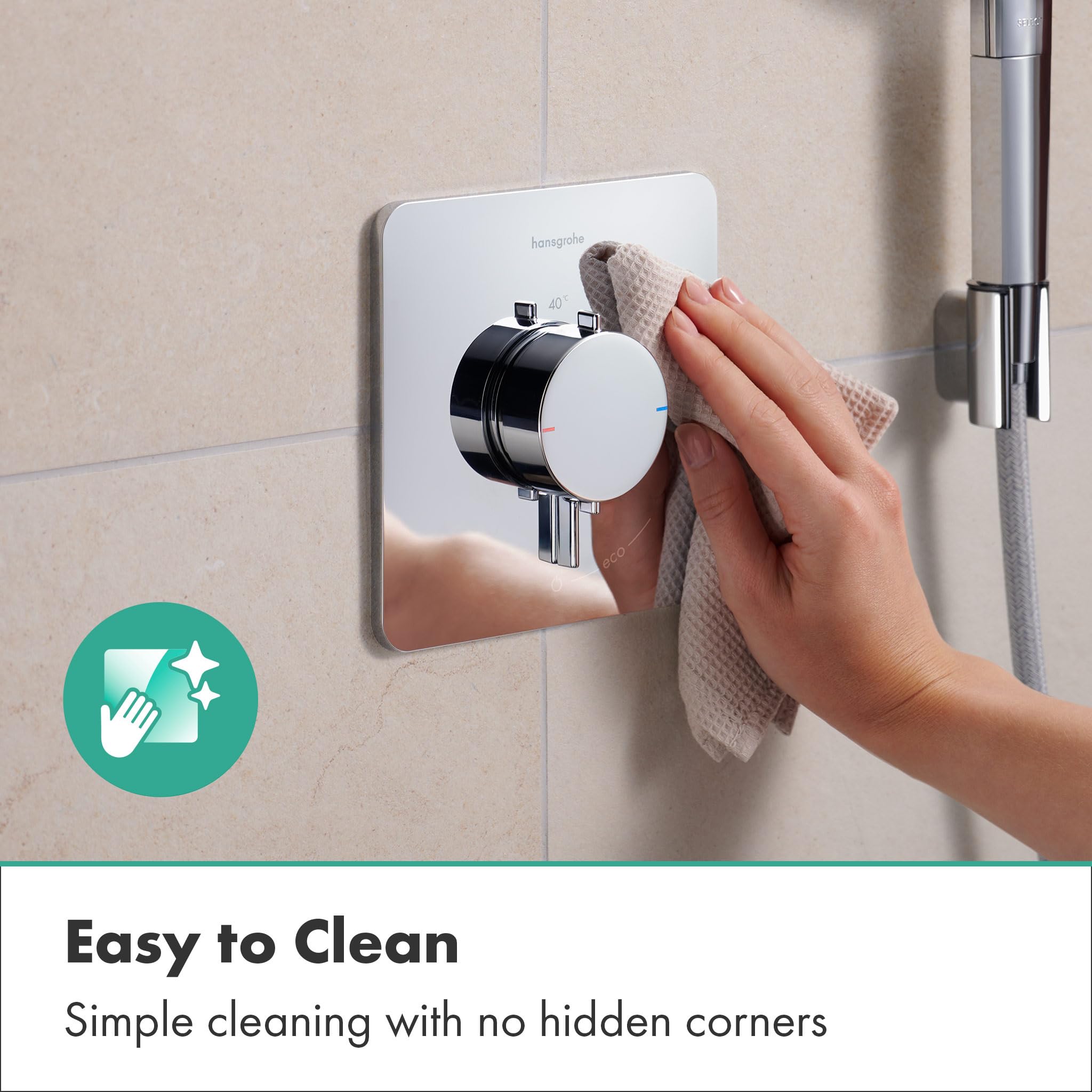 hansgrohe Ecostat Comfort Q - bateria termostatyczna podtynkowa, armatura łazienkowa z zabezpieczeniem przy 40 °C, termostat, kran do 1 odbiornika, chrom, 33712000