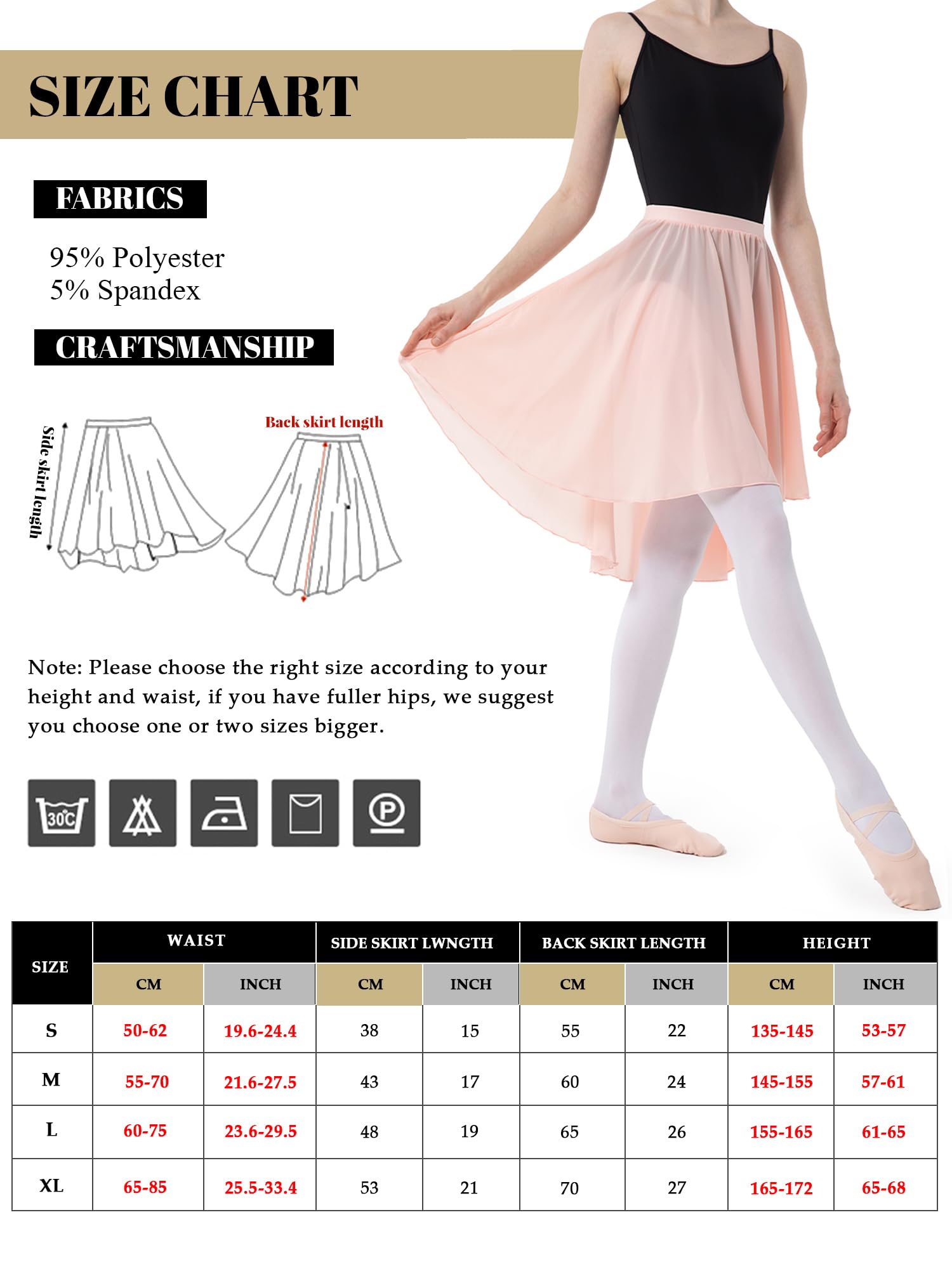 Falda de ballet de gasa con cintura elástica para mujeres y niñas, ropa de baile