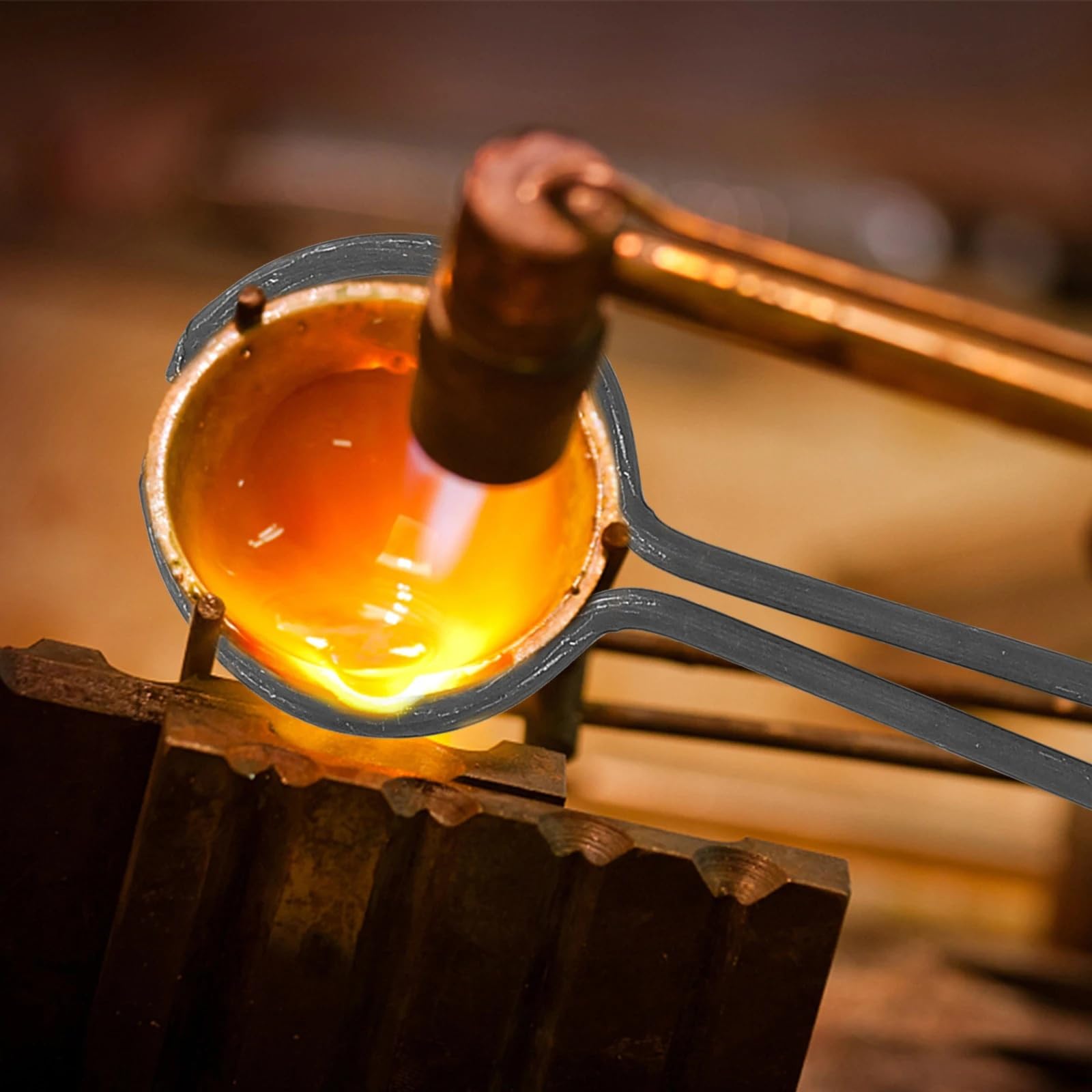 Tiegelzange mit runden Mundklemmen – Werkzeuge for Schmelzen von Goldschalen mit gelbem Griff for Schmuckguss und Gießereizwecke