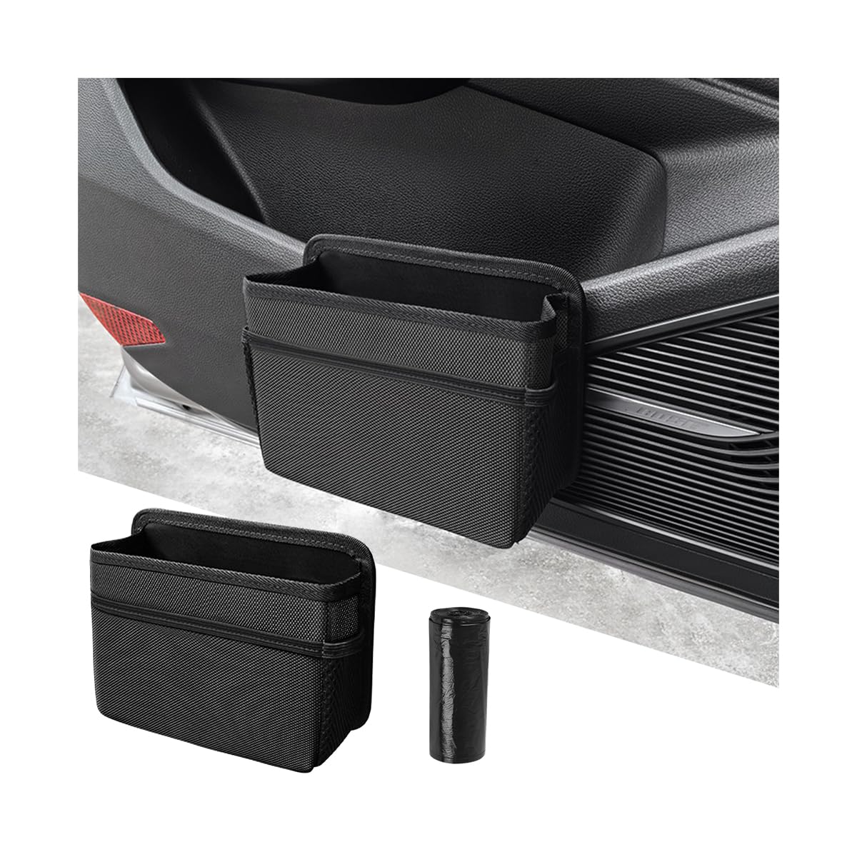 Mandark - Papelera plegable para coche, minicontenedor de basura, impermeable, para colgar en el interior del coche, bolsa de almacenamiento, accesorios universales para la mayoría de los coches, color negro