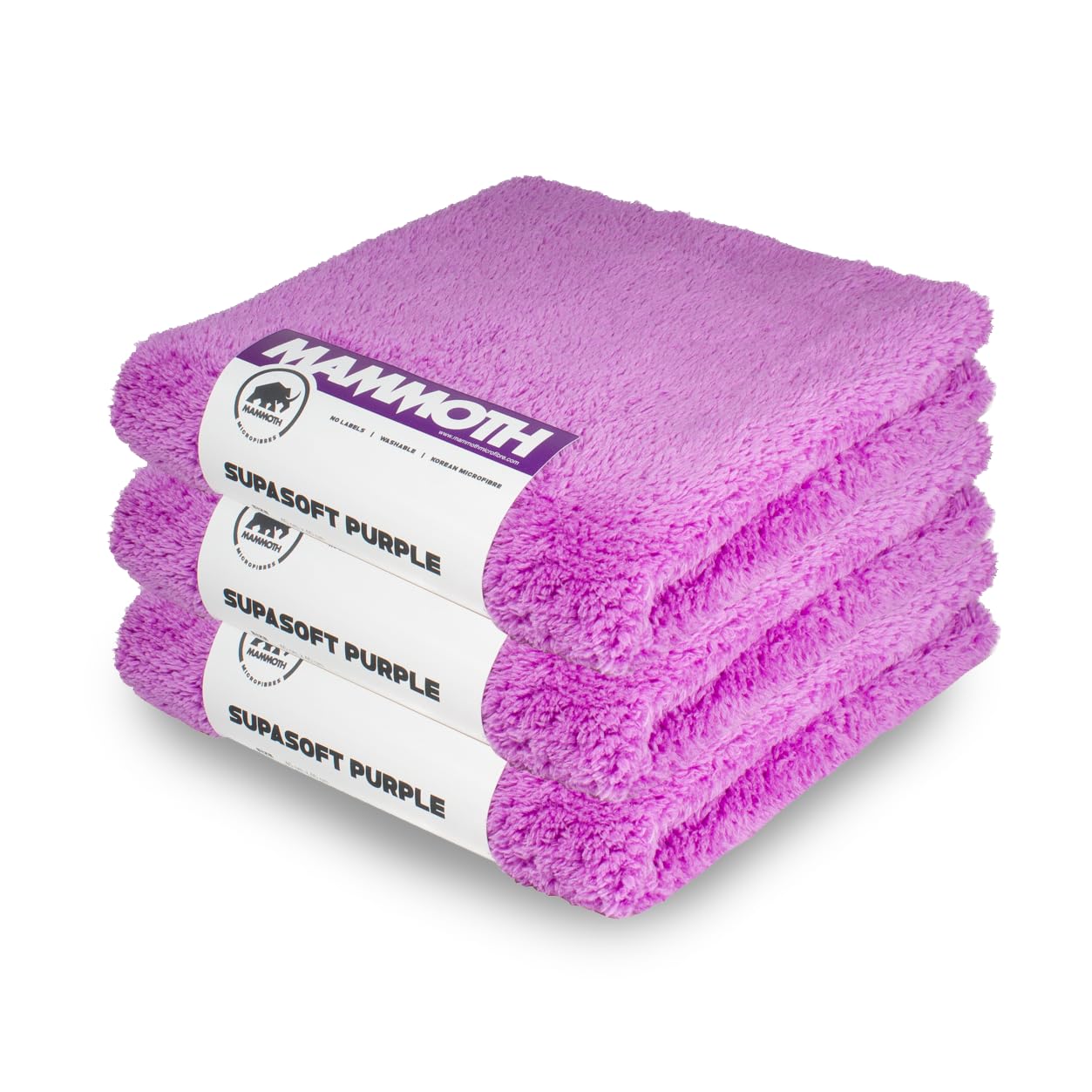 Mammoth Microfibres Purple Supa Soft Extra Plush Microfibre Towel, 40Cm X 40Cm (3 Pack)