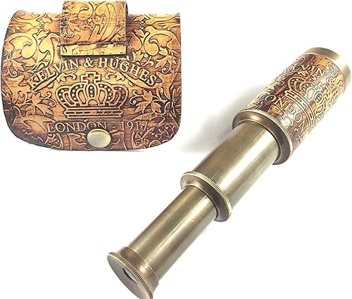Miniatura 2 de Telescopio náutico de latón pirata de mano con cajafunda, decoración del hogar marinero pirata capitán barco regalo (6 pulgadas, Kelvin y Hughes)