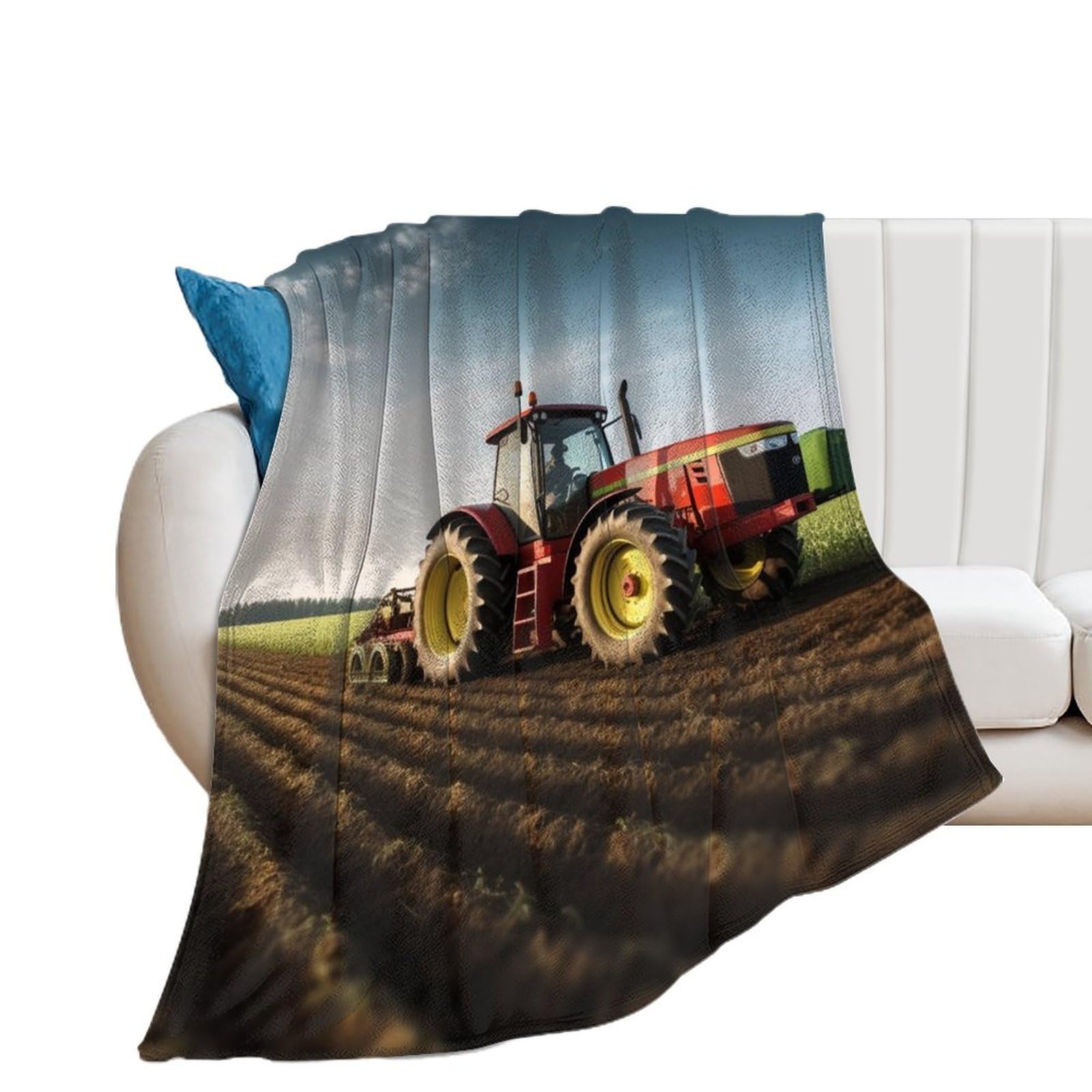 Couverture en flanelle de qualité supérieure motif ferme 130x150cm