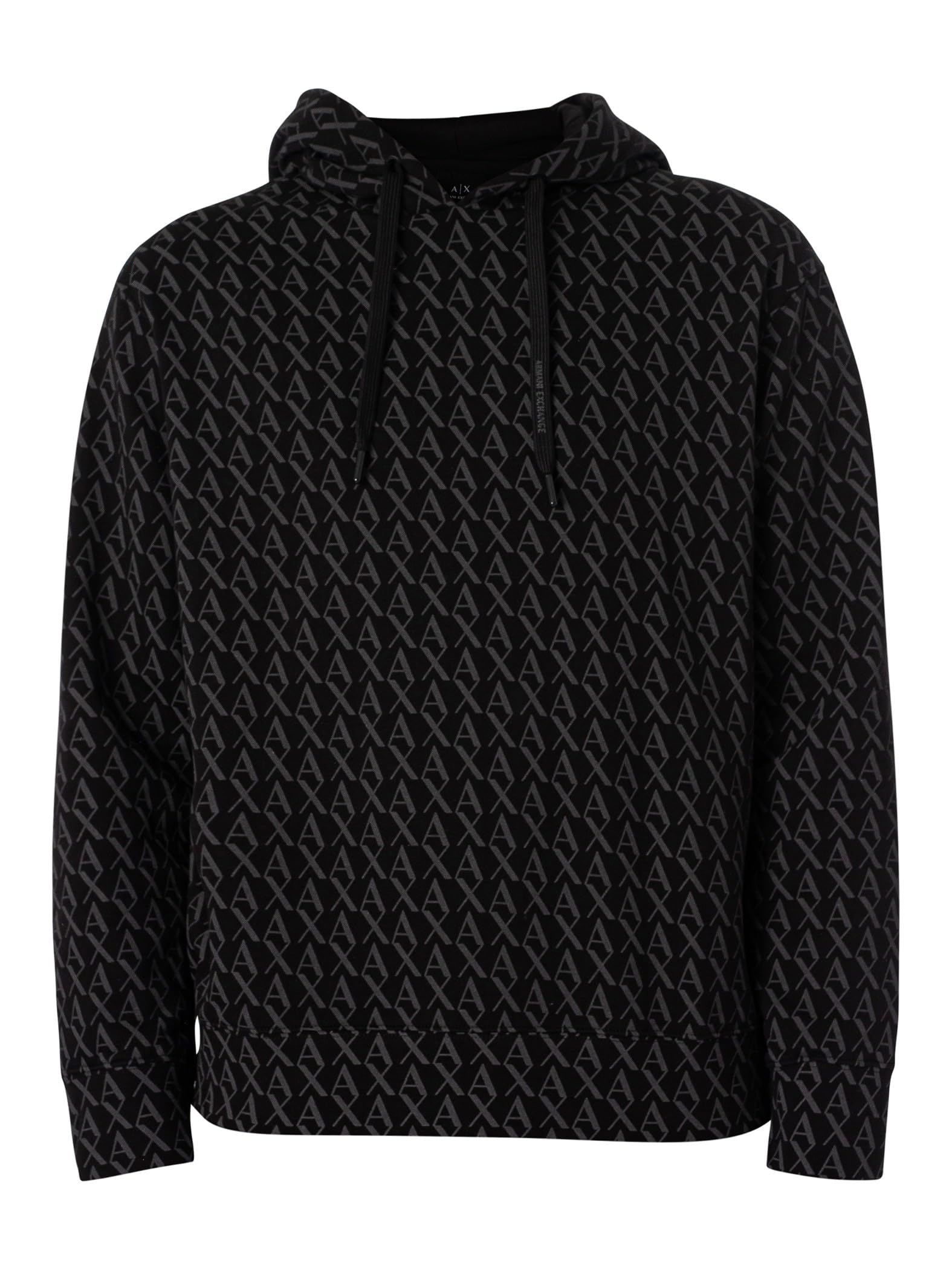 Armani Exchange Uomo Felpa con Cappuccio Pullover con Stampa Logo, Nero