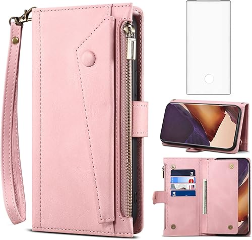 Funda para teléfono Samsung Galaxy Note 20 Ultra 5G, funda tipo cartera con protector de pantalla de vidrio templado, correa cruzada, tarjetero con Funda para teléfono Samsung Galaxy Note 20 Ultra 5G, funda tipo cartera con protector de pantalla de vidrio templado, correa cruzada, tarjetero con