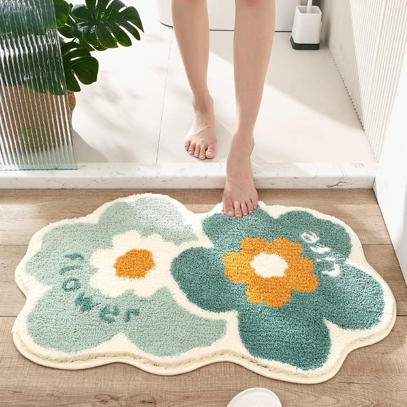 Bathroom Rugs Absorbent Anti-Slip mats for bathrooms, Showers, Rooms and More. Soft Microfiber Bathroom mat Machine Washable Bathroom mat Green