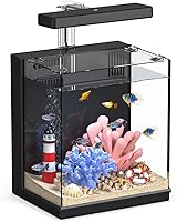 Aquasmith 2 Gallon Betta Fish Tank with Filter, LED Light & Easy Clean - All-in-One Starter Aquarium for Beginners & Kids, Black