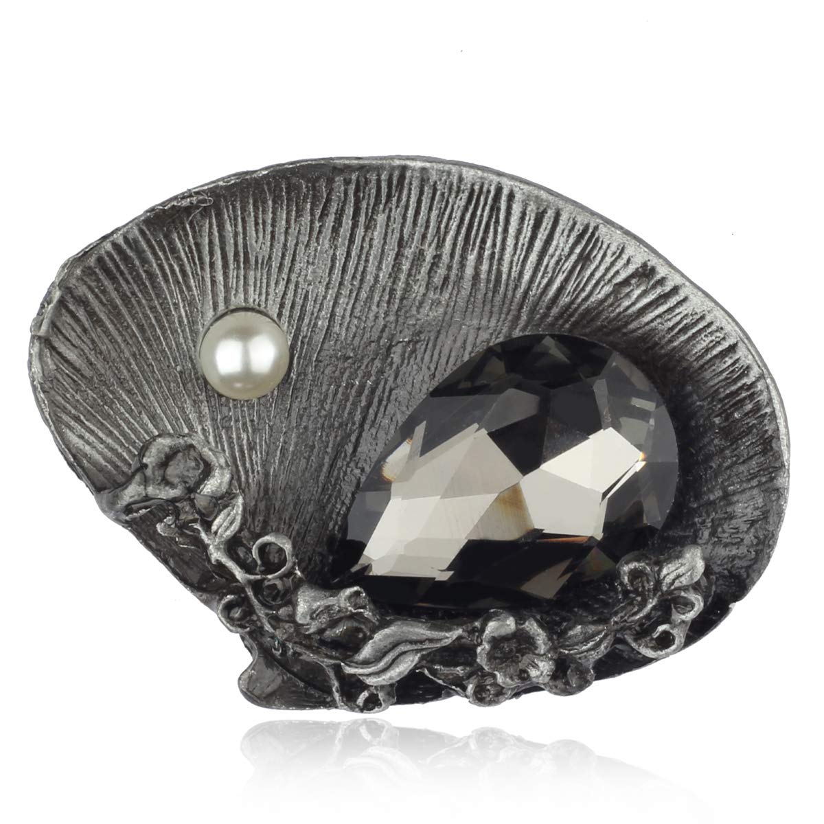 Panjatan Delictate Grey Pearl Seashell with Black Gemstone Stud Pin Brooch-Men|Women|Girls Brooch (B08CMKNTLQ) Amazon Price History, Amazon Price Tracker