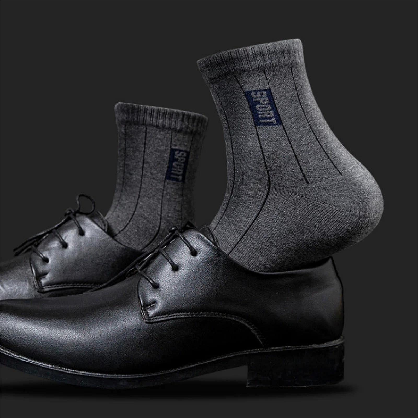 UKKO Calcetines de Hombre 20Pcs = 10Pairs Hombres Calcetines Algodón Transpirable Absorble Absaborete Medio Combillos Medios-10 Black,EUR 38-44