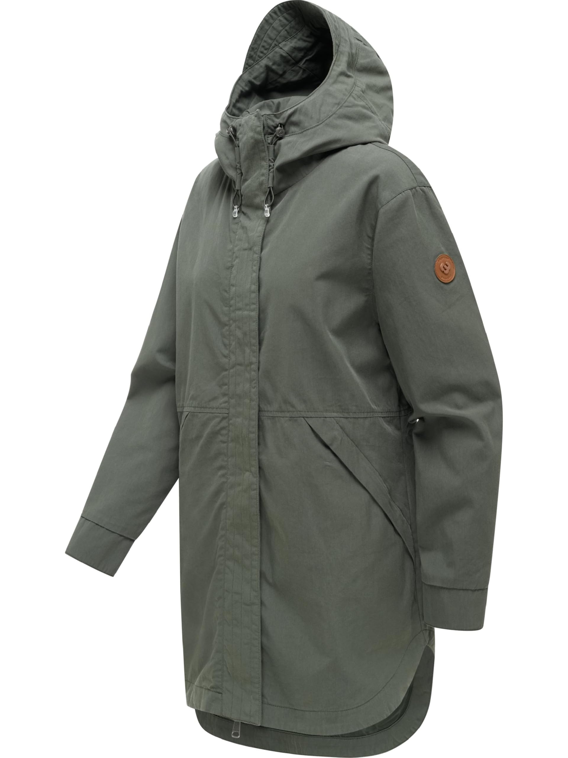 Ragwear Damen lange Übergangsjacke leichter Oversize-Parka mit verstellbarer Kapuze und Schlüsselanhänger Lamyja B XS-XXL
