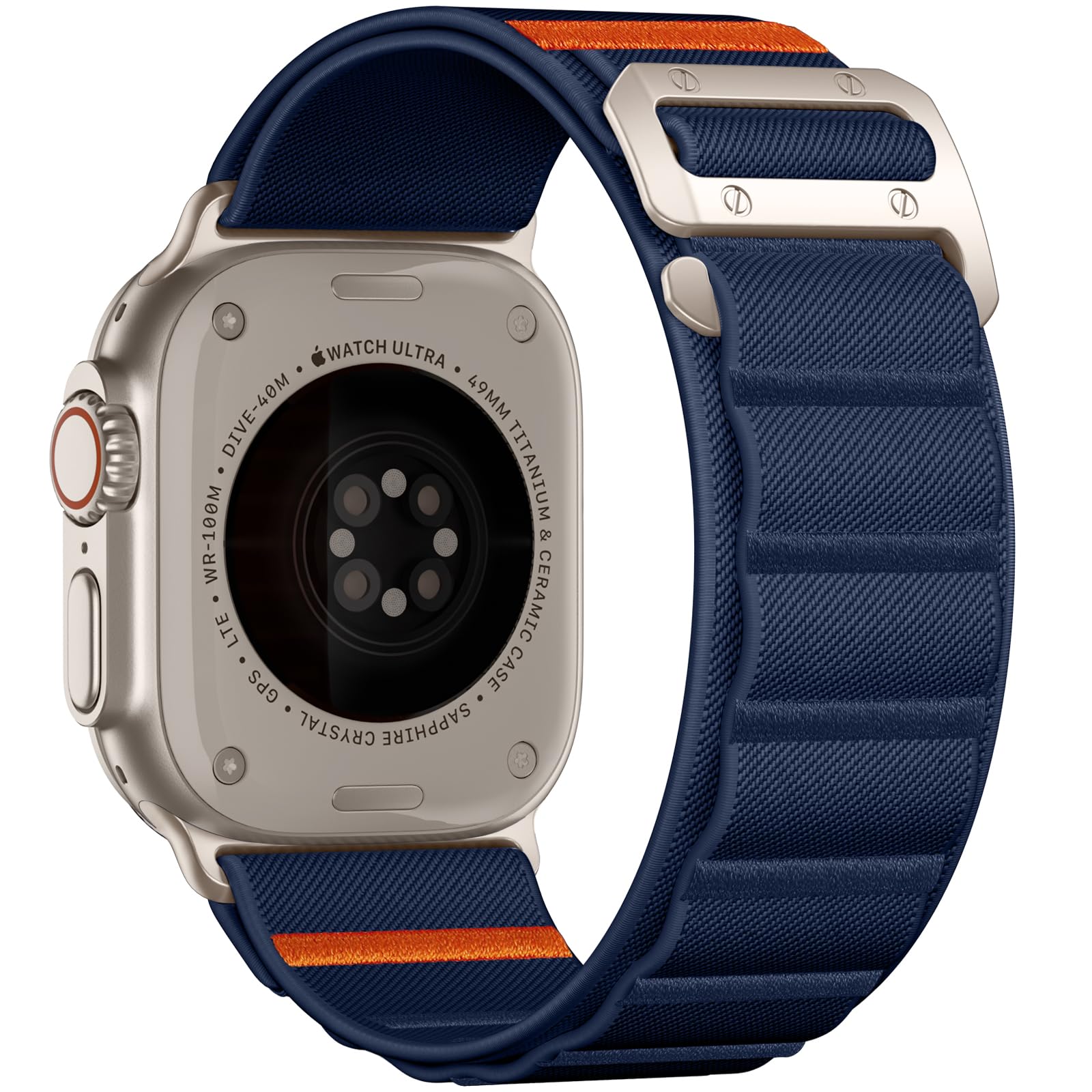 Bandletic Kompatibel mit Apple Watch Ultra 2/Ultra 3 Armband, Nylon Weich Sport Atmungsaktiv Breit Band mit G-Haken für Apple Watch Ultra 49mm, Series 11/10 46mm, 9/8/7 45mm, SE 6/5/4 44mm, 3/2/1 42mm